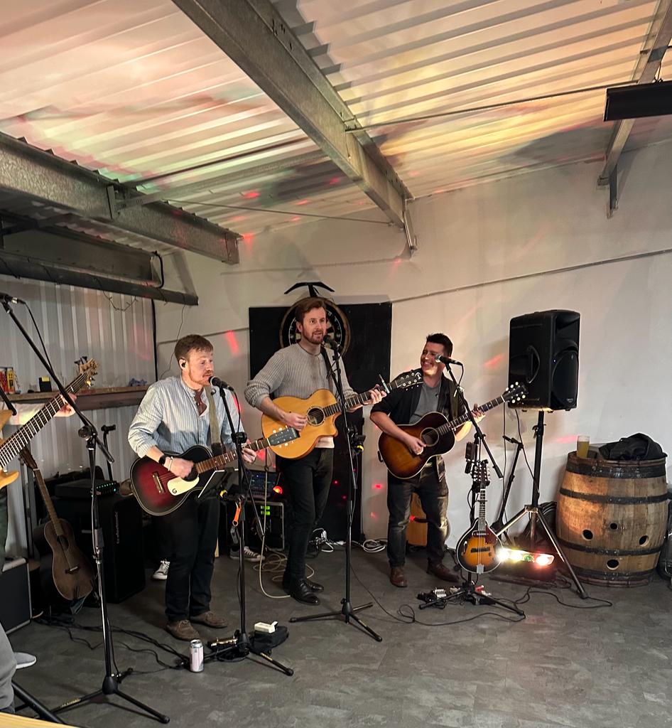Barefoot Soul performing at the Christmas Party with Calshot Launch Authority Jim Bryant on the left.