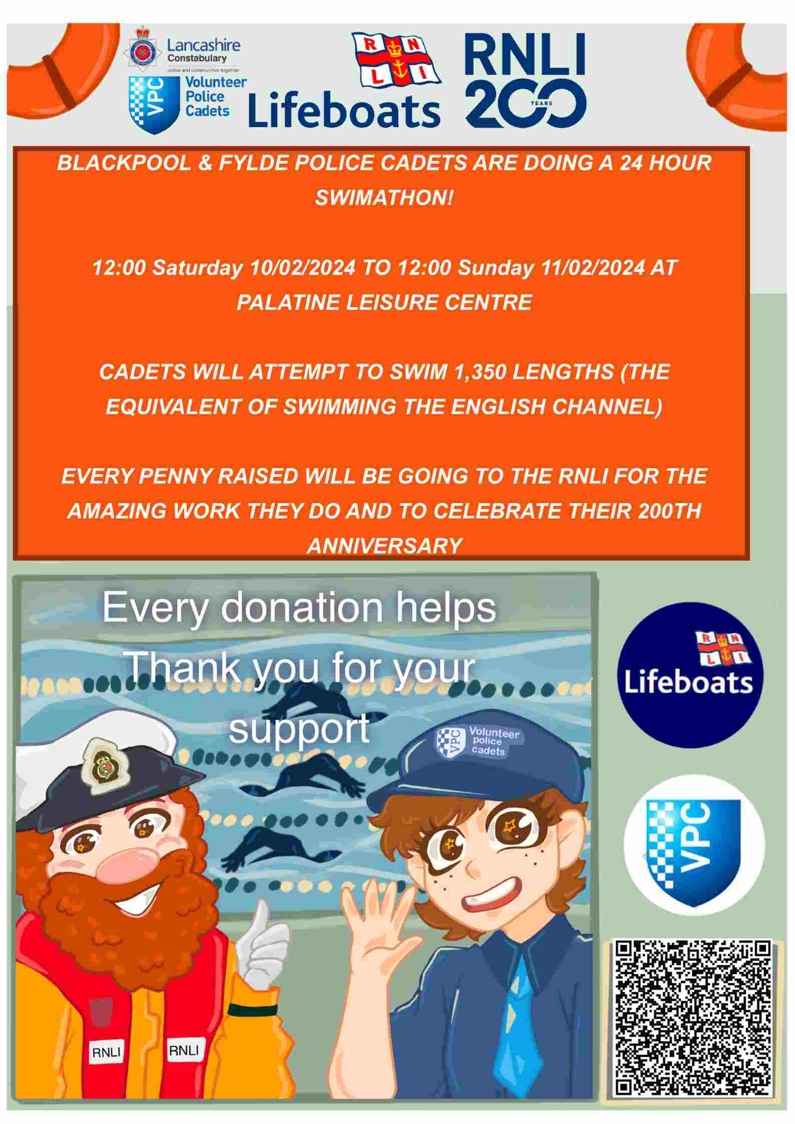 Poster describing the Swimathon event