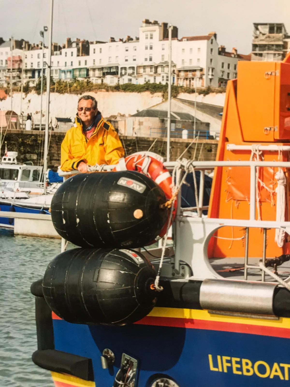 A man on a lifeboat