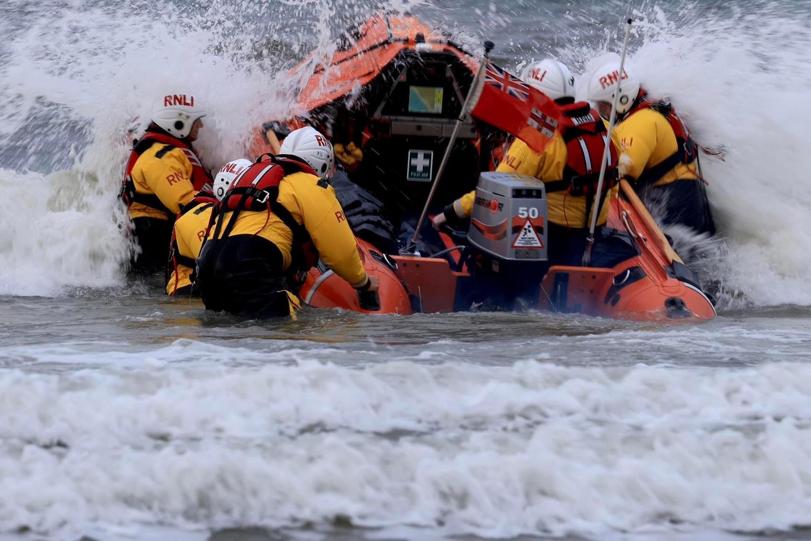 Port Talbot RNLI preparing to launch to investigate an unidentified floating object