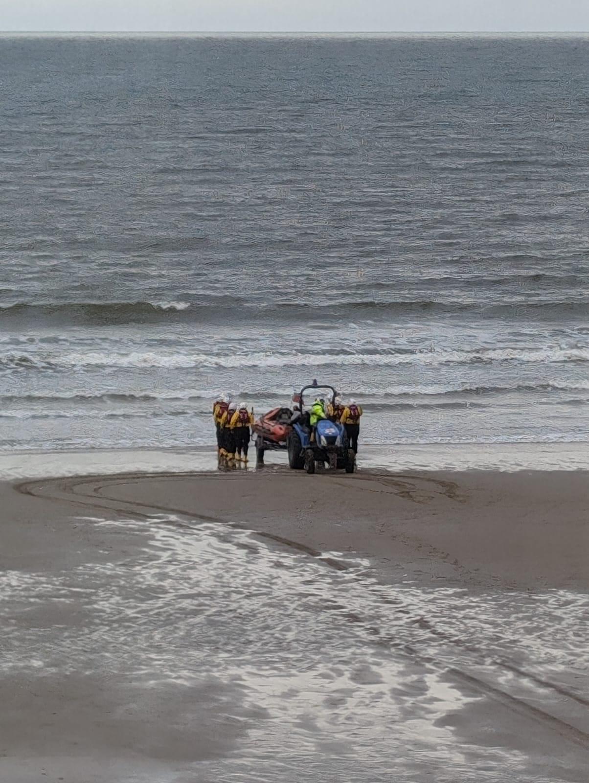 Port Talbot RNLI recovering the Lifeboat after a tasking