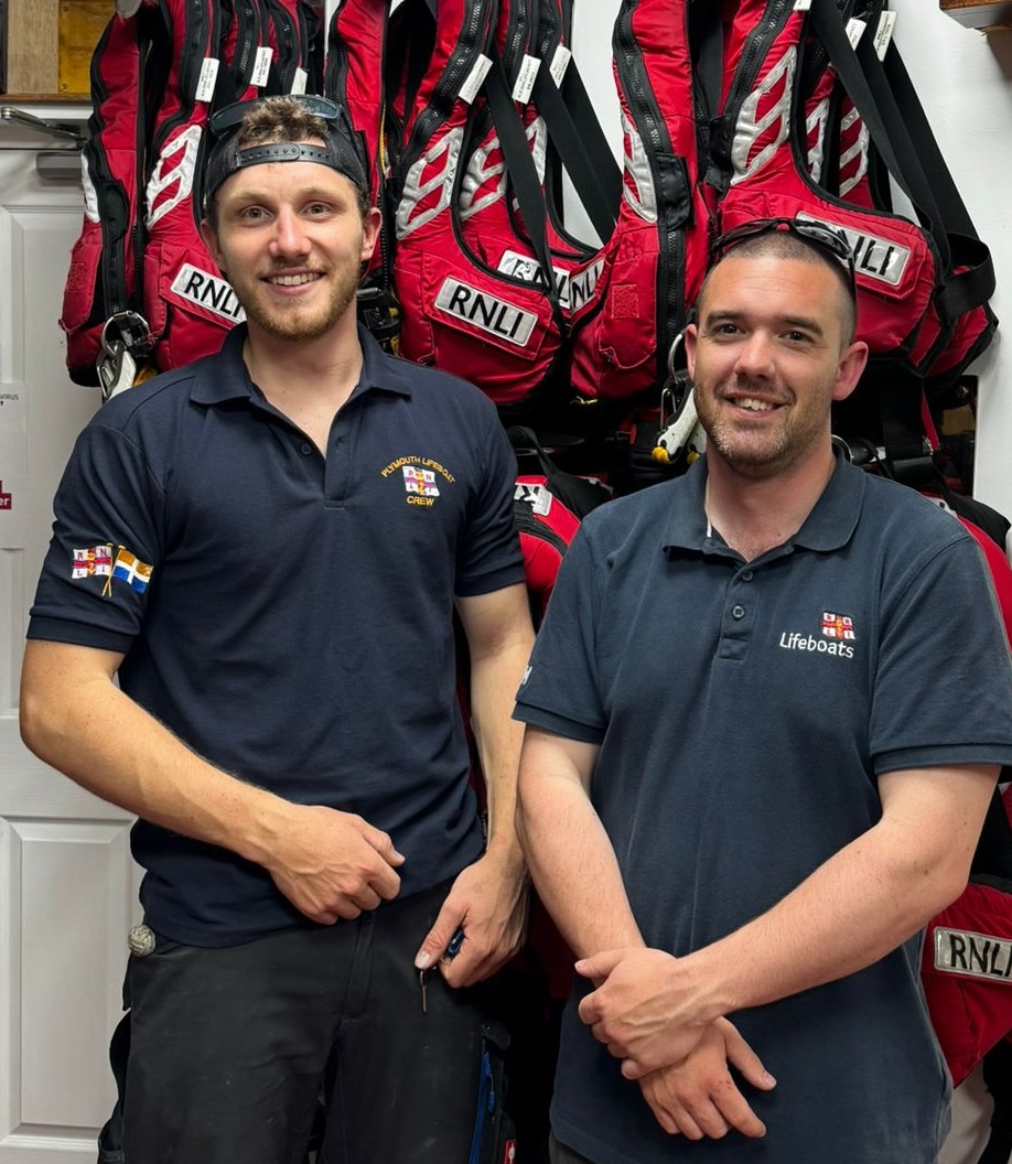 Sam (left) pictured shortly after returning with Machinery Assessor Matt (right).