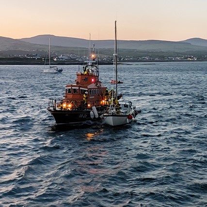 Gough Ritchie II returning to Port St Mary with the yacht