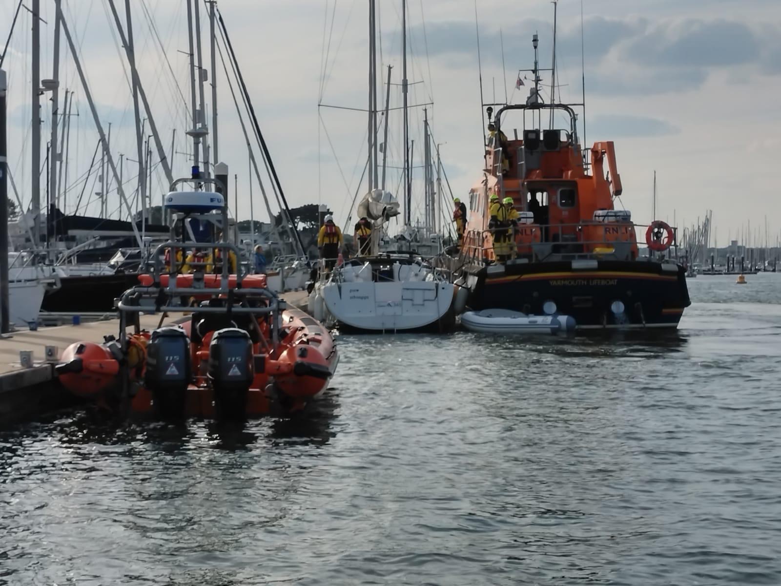 Lymington and Yarmouth RNLI arriving back in Lymington