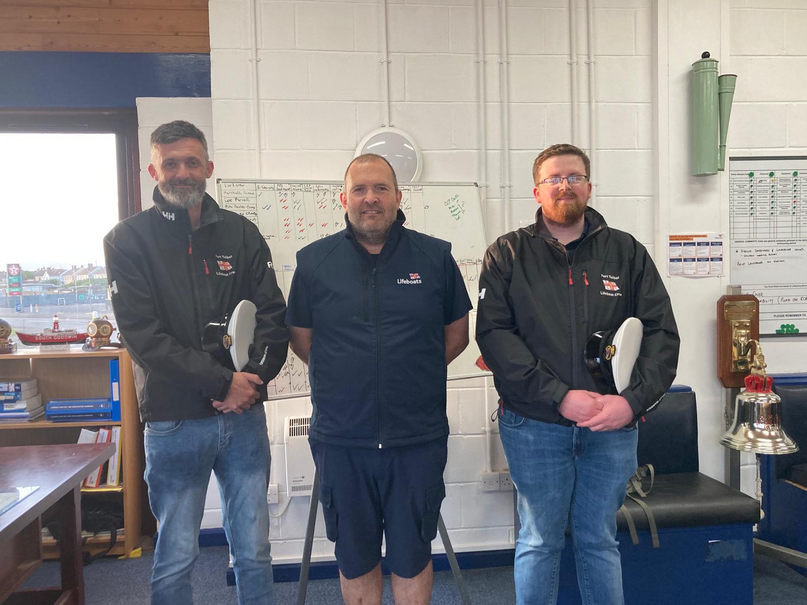 Port Talbot RNLI Newest Helm congratulations all round from Hugh Spud Davies
