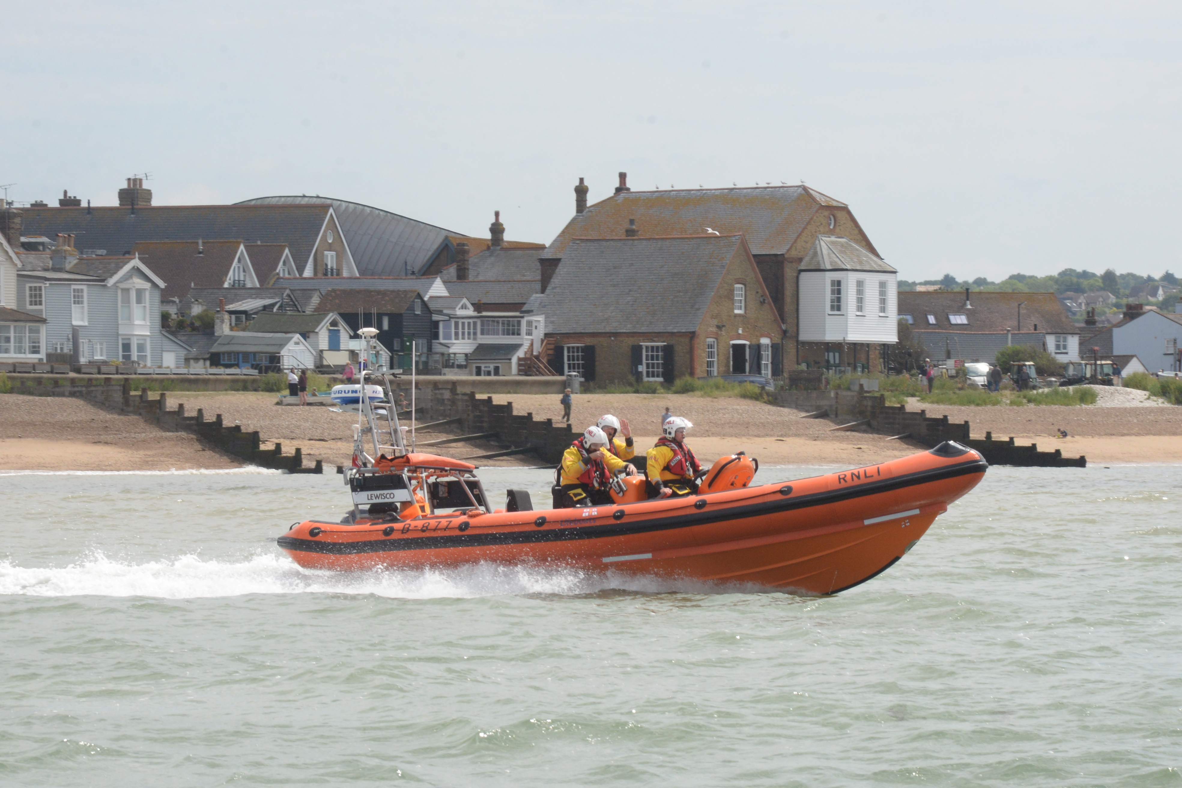 The Whitstable Atlantic 85 lifeboat Lewisco heads for The Swale after a report of a motor cruiser aground on the Horse Sand on Thursday afternoon.