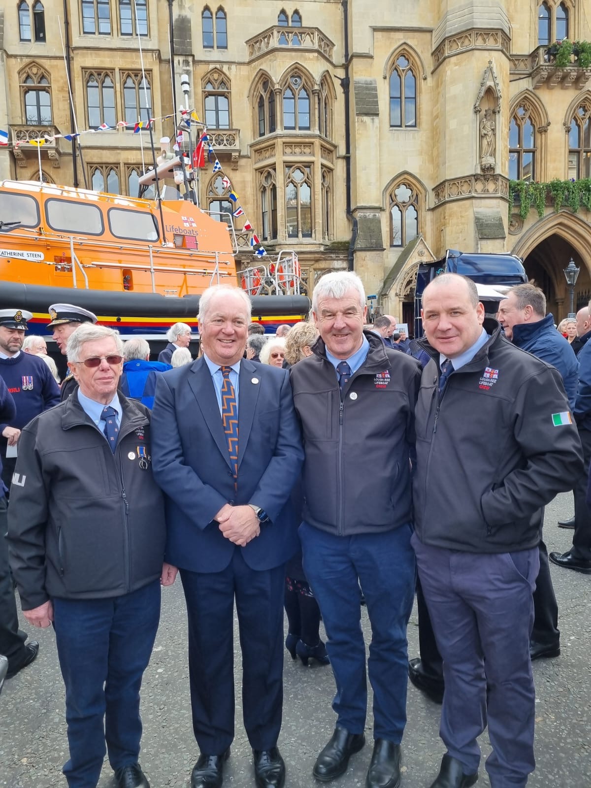 L-R. Vincent Rafter Lough Ree RNLI, Mark Dowie CEO RNLI, Kevin Ganly, Operations Manager Lough Ree RNLI, Paul Kelly, Station Visits Officer Lough Ree RNLI