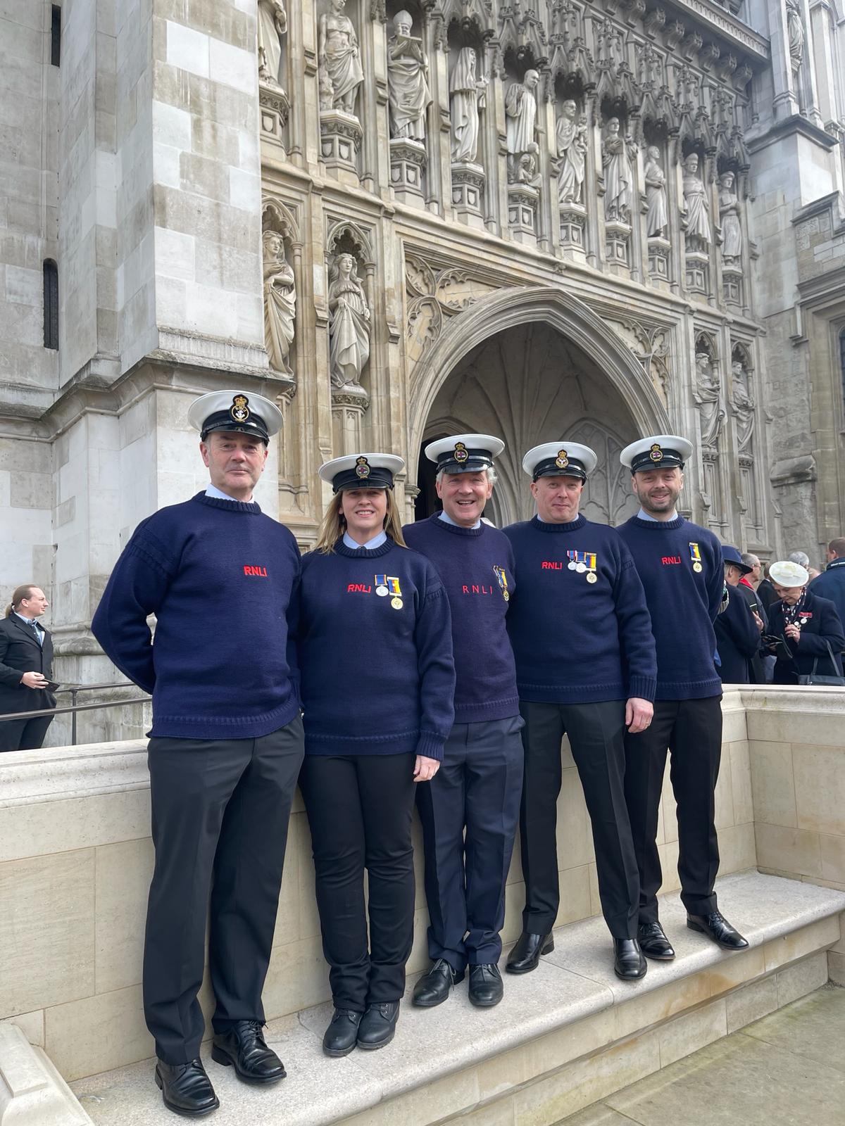 RNLI Volunteers Mick Nicholas Rosslare Harbour RNLI, Lorraine Galvin, David Maguire and Simon Gulliver Wexford RNLI and Robbie Connolly Kilmore Quay RNLI in attendance at special Service of Thanksgiving at Westminster to celebrate and commemorate 200 years of the RNLI