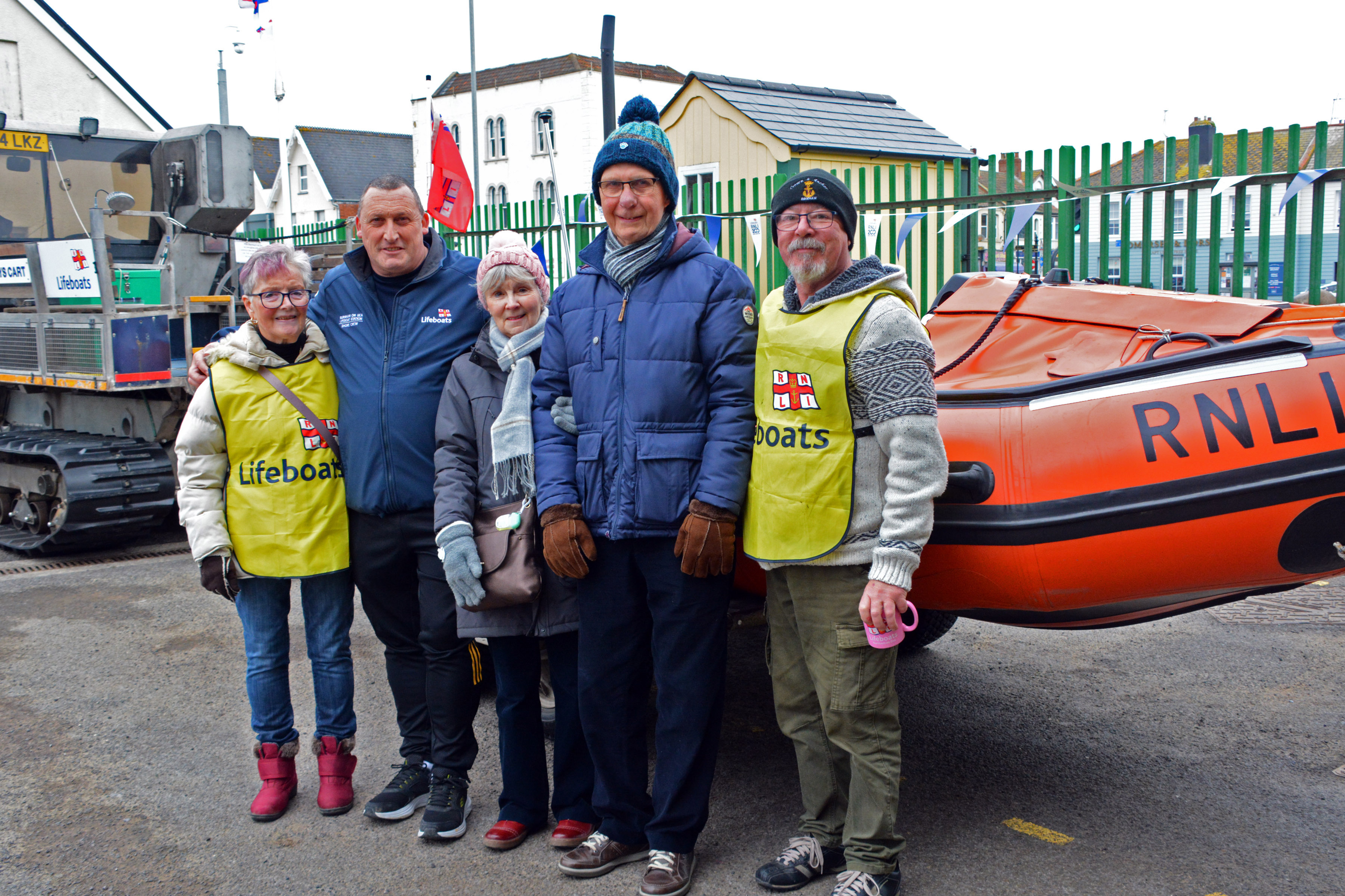 Burnham-on-Sea fund-raisers in front of D class Lifeboat 'Burnham Reach'