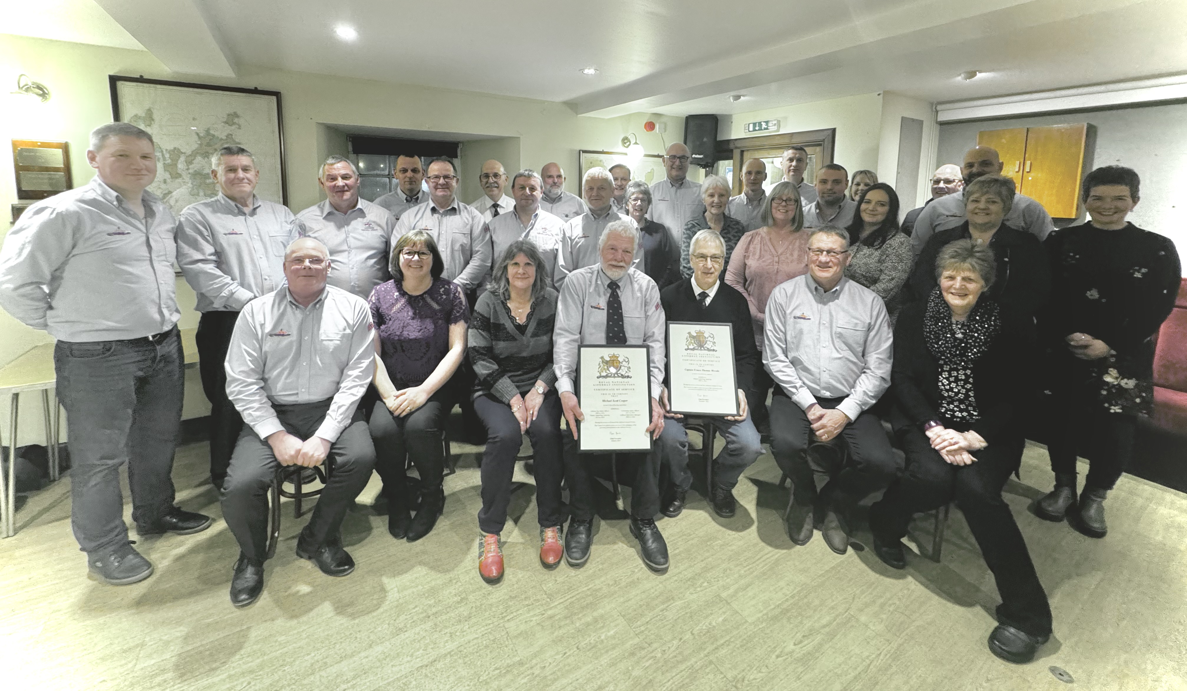 The attached photo shows Kirkwall RNLI volunteer crew members at the presentation night.