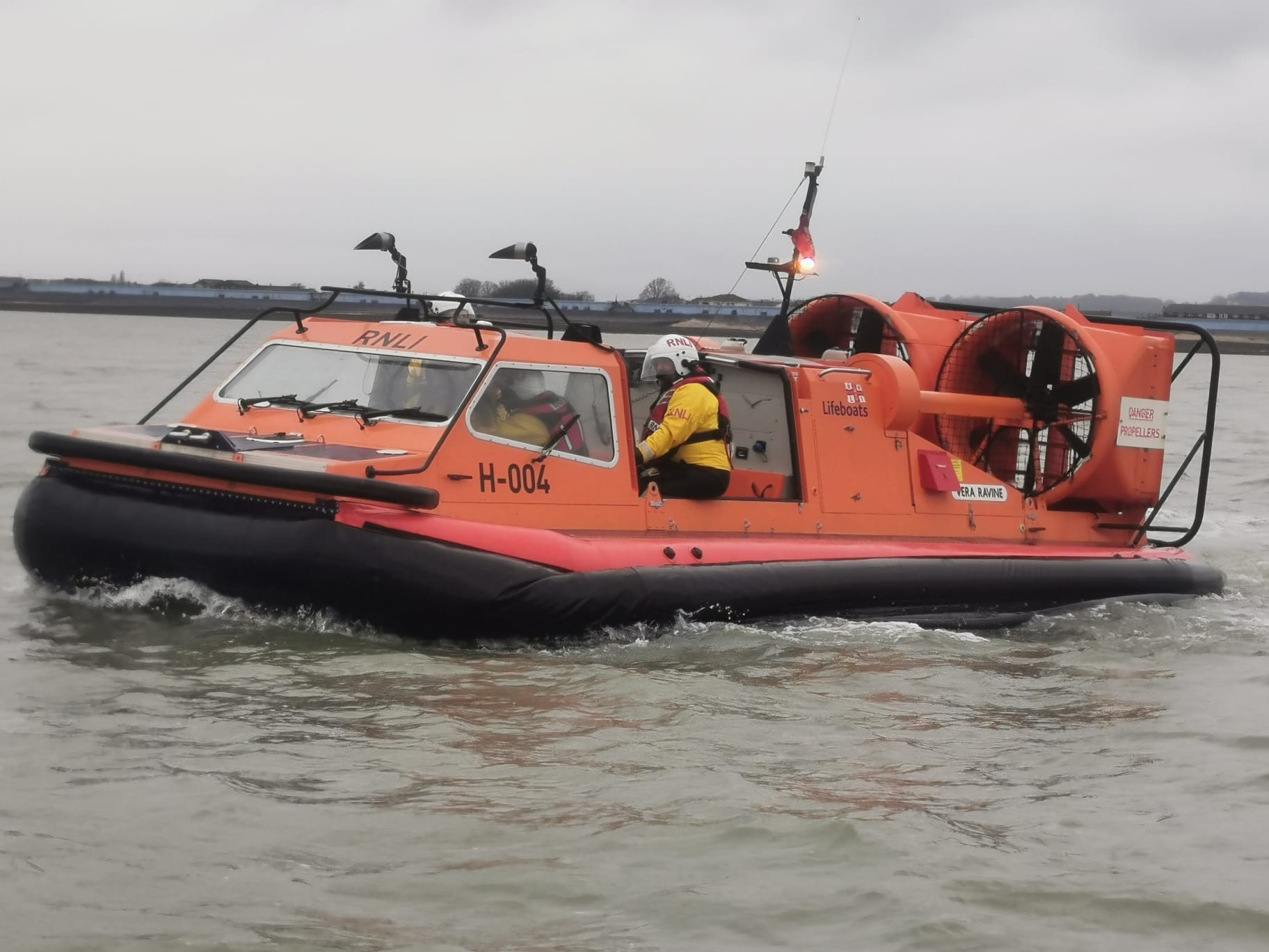 Southend RNLI's Hovercraft H-004 floating up close