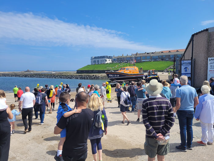 Seahouses Lifeboat preparing to launch