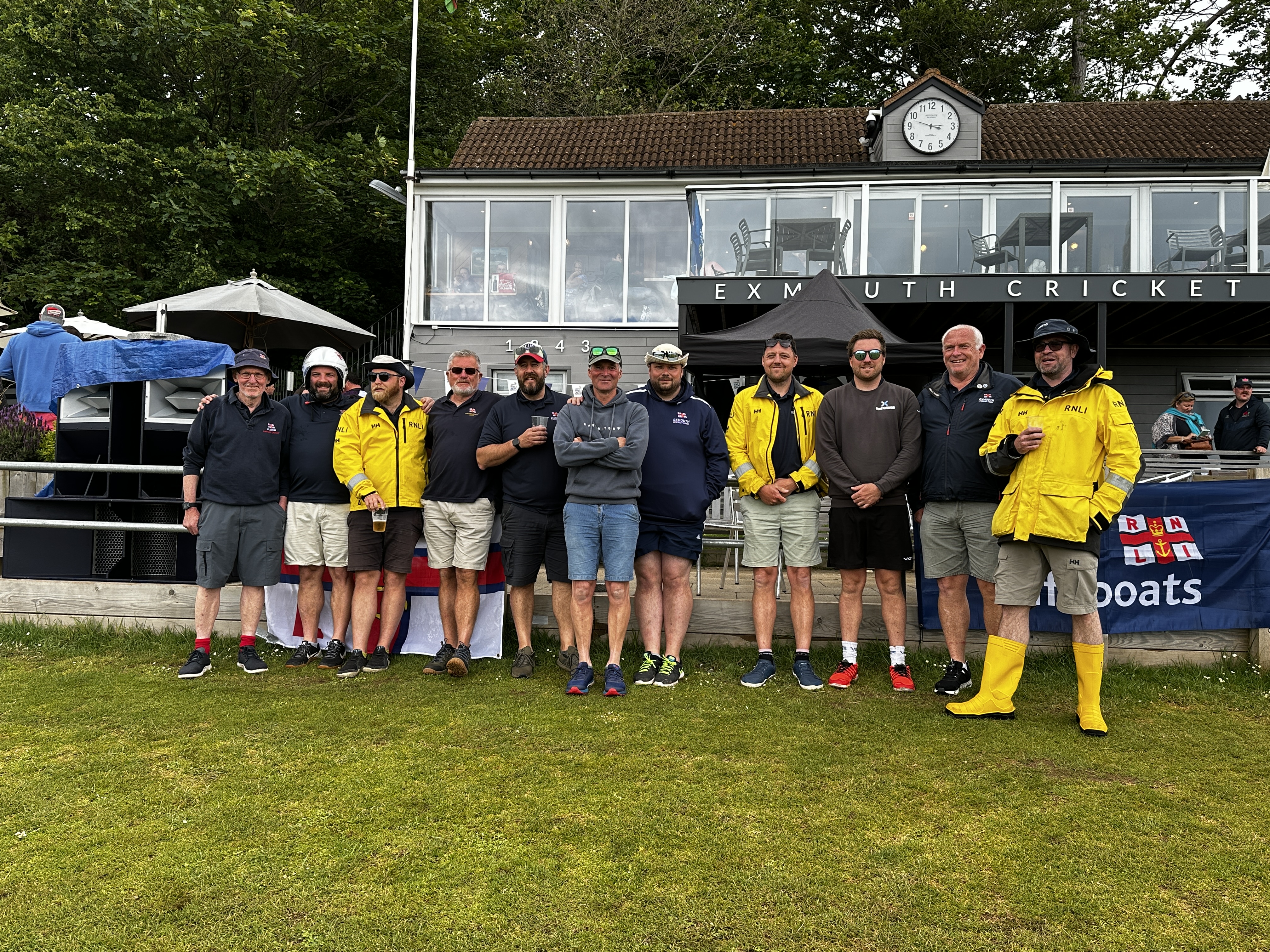 Exmouth RNLI volunteer crew at the charity cricket day