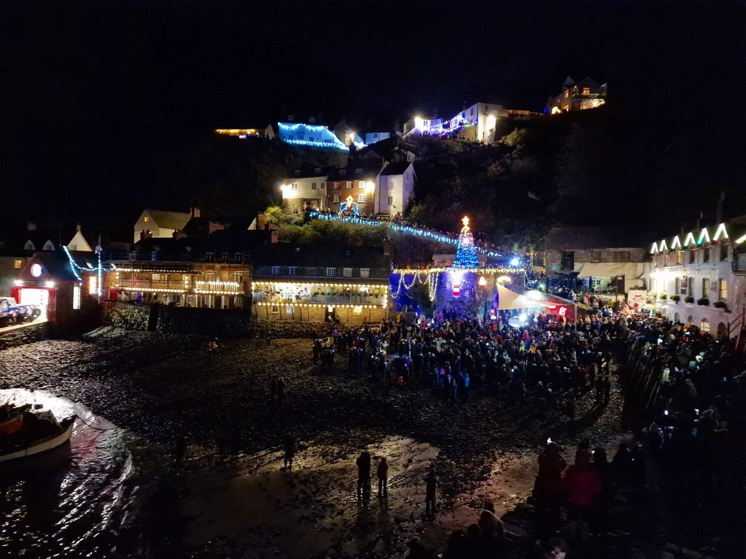 Clovelly Christmas lights