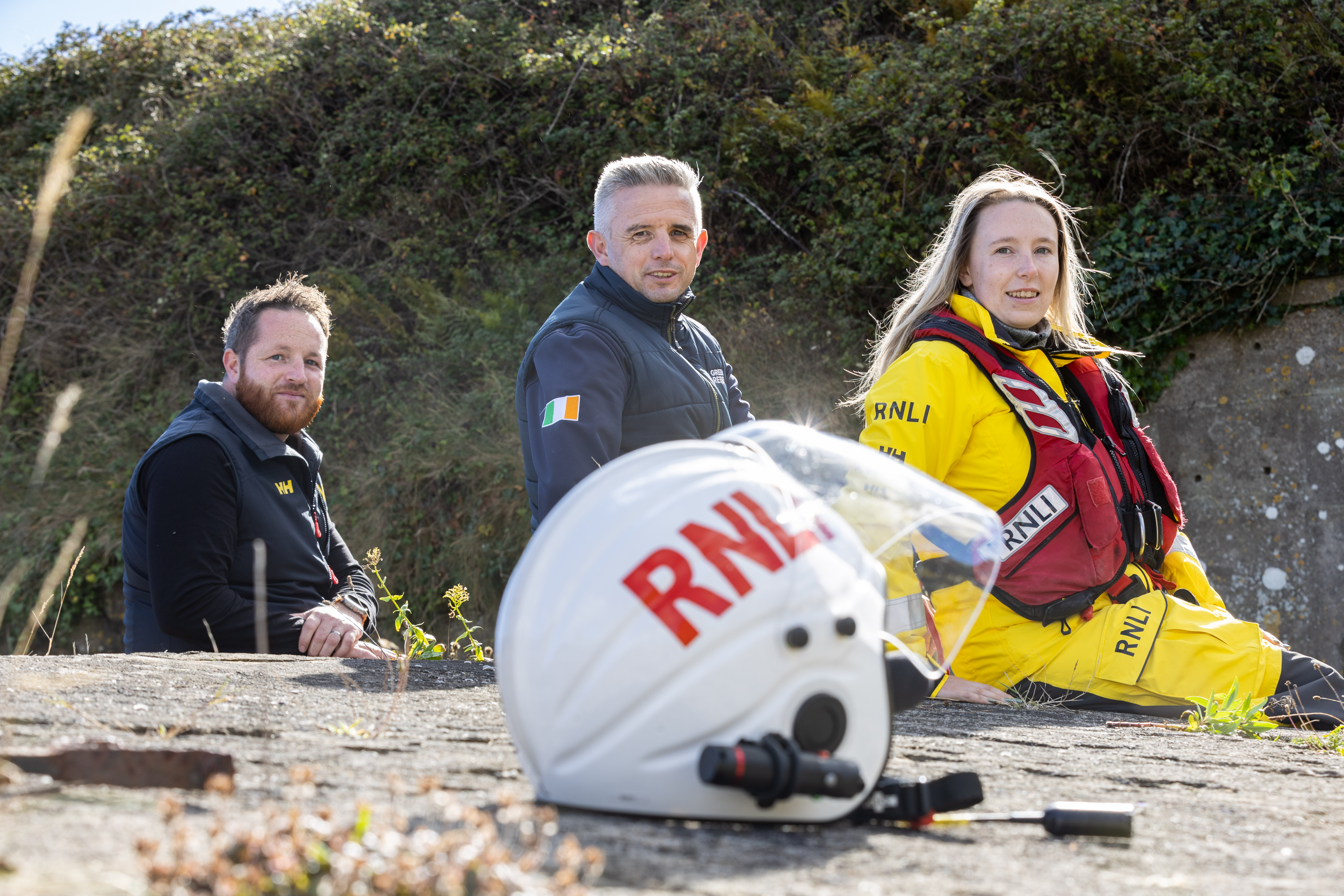 Ballycotton RNLI lifeboat volunteer and Green Rebel Fleet Manager Alan Cott, Kieran Ivers, CEO of Green Rebel and Sile Scanlon Ballycotton RNLI