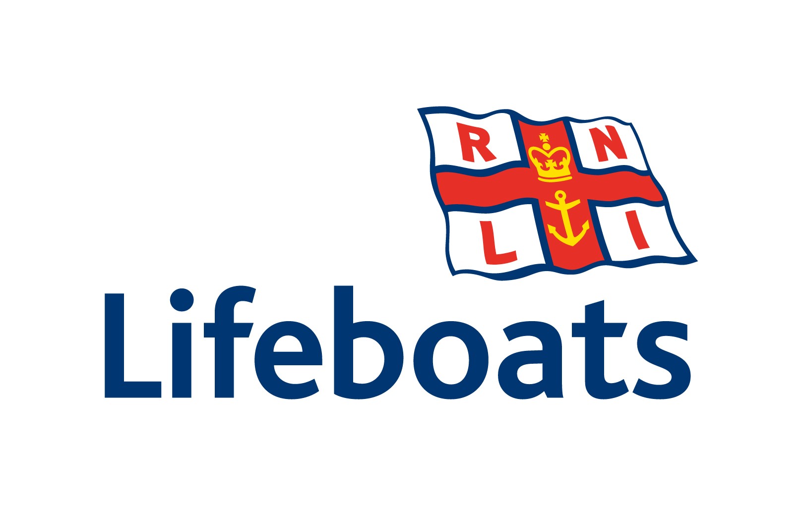 RNLI logo with flag above the word lifeboats