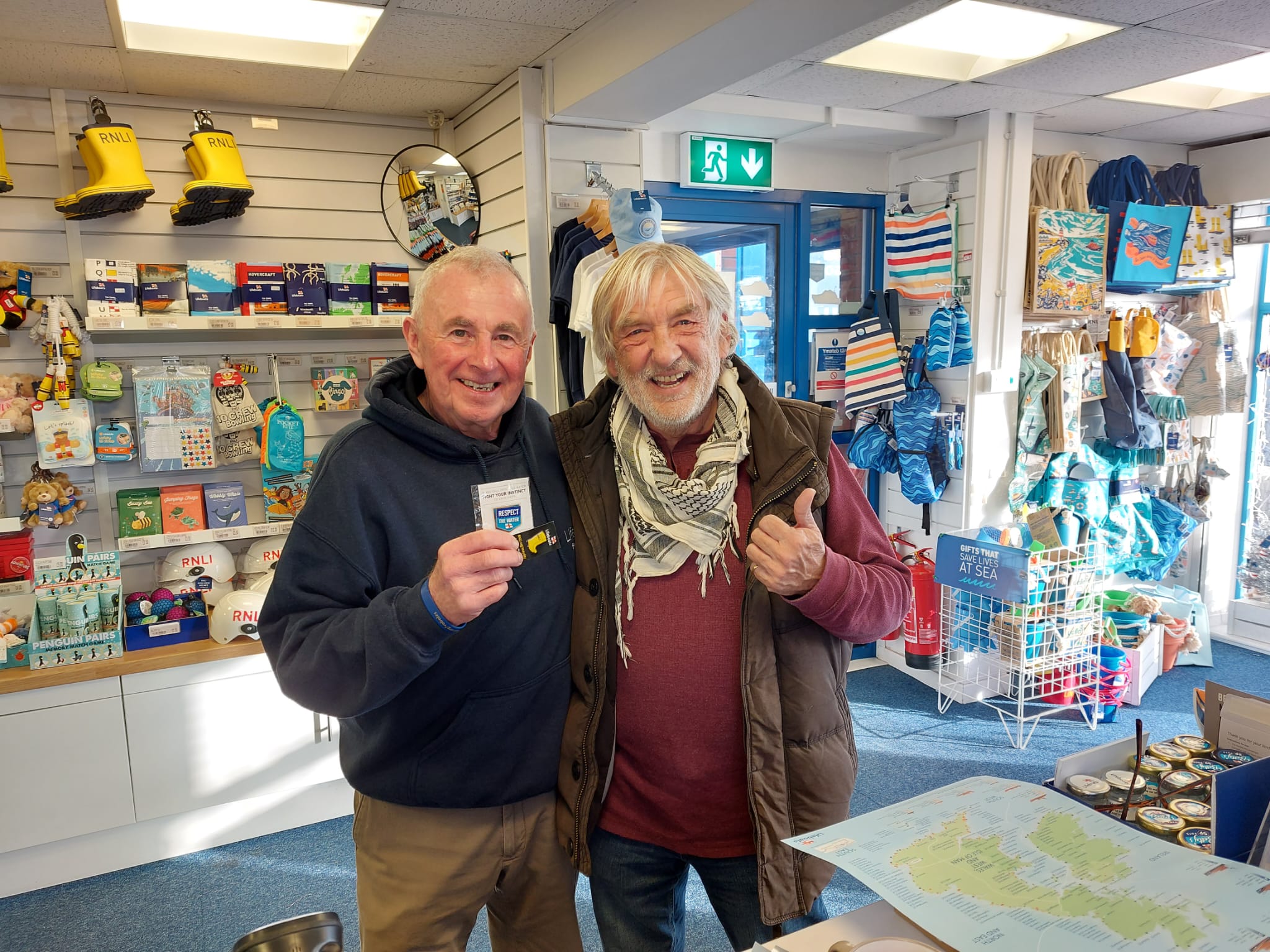 Dave Brown, volunteer at the RNLI Experience on Barry Island with Dick Powell (Gwynfor Roberts) of Gavin and Stacey

