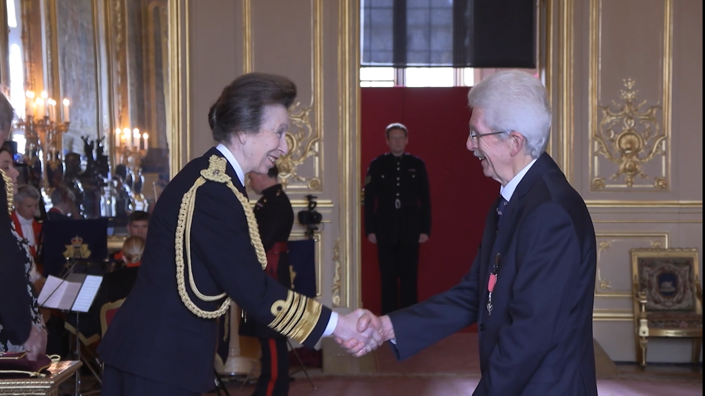 Mike meeting HRH Princess Anne in Windsor Castle for his MBE