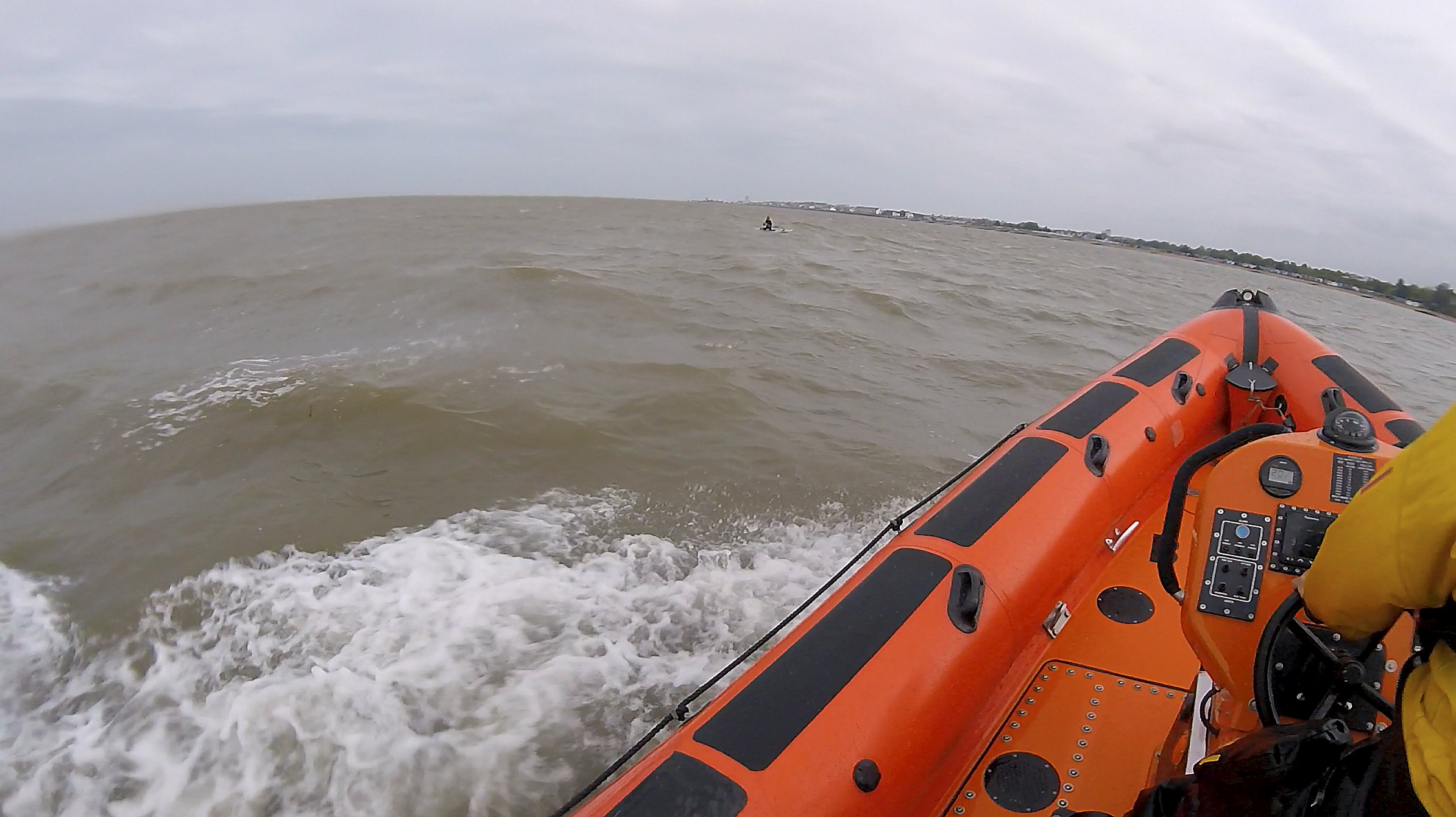 The rig is brought onboard the lifeboat as Whitstable RNLI assists a windsurfer in difficulties off the Joy Lane area of the town on Saturday afternoon. Picture:Sam Turner/RNLI Whitstable.