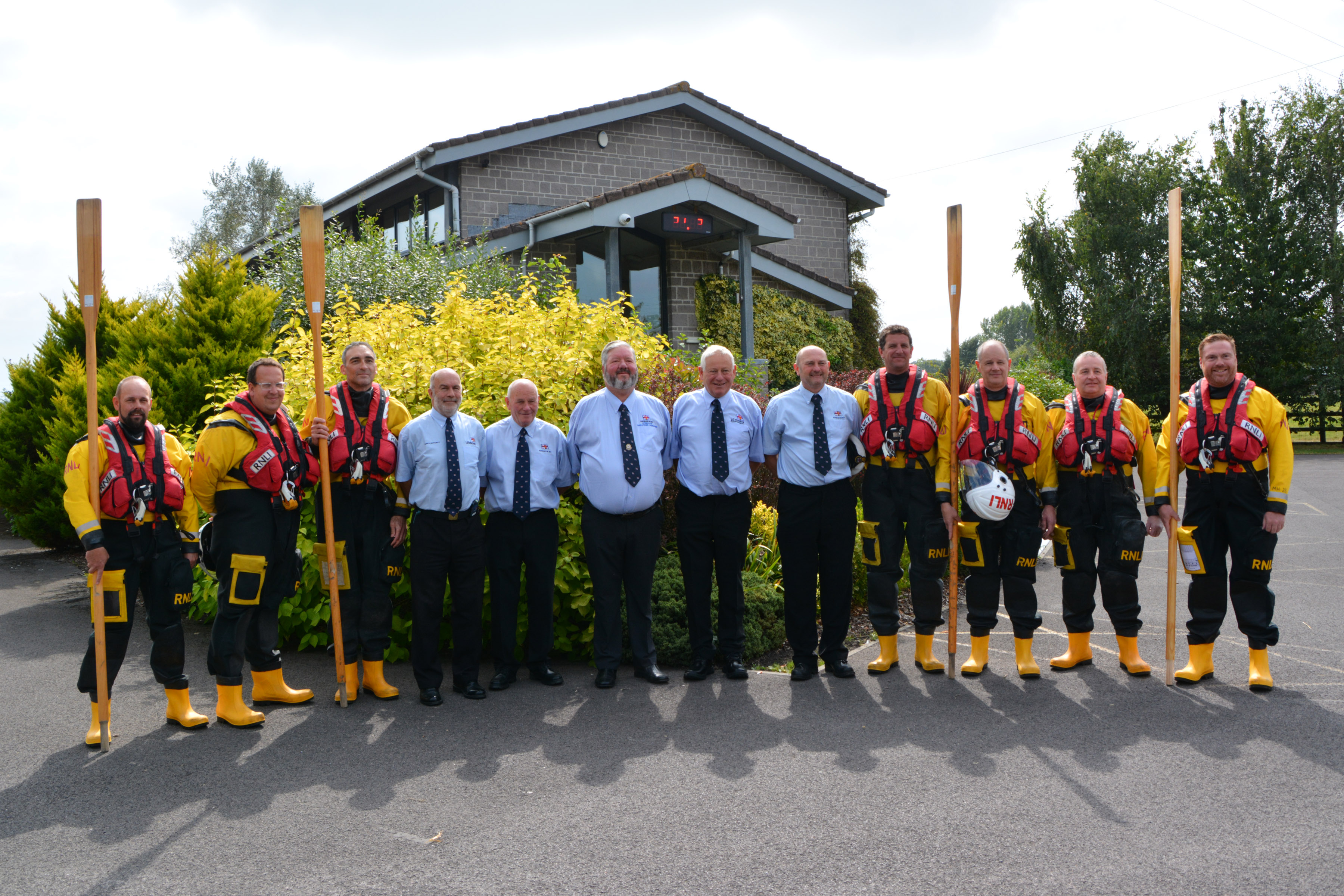Burnham-on-Sea RNLI volunteers preparing for the guard of honour