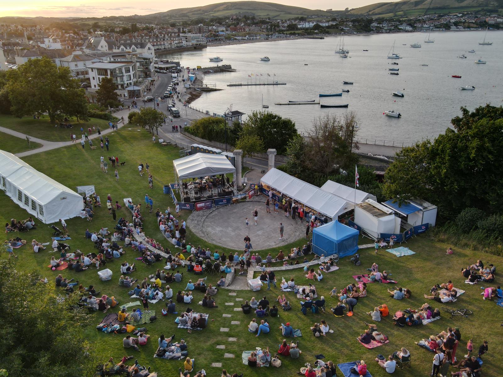 Aerial photo of Swanage Lifeboat Week at Prince Albert Gardens