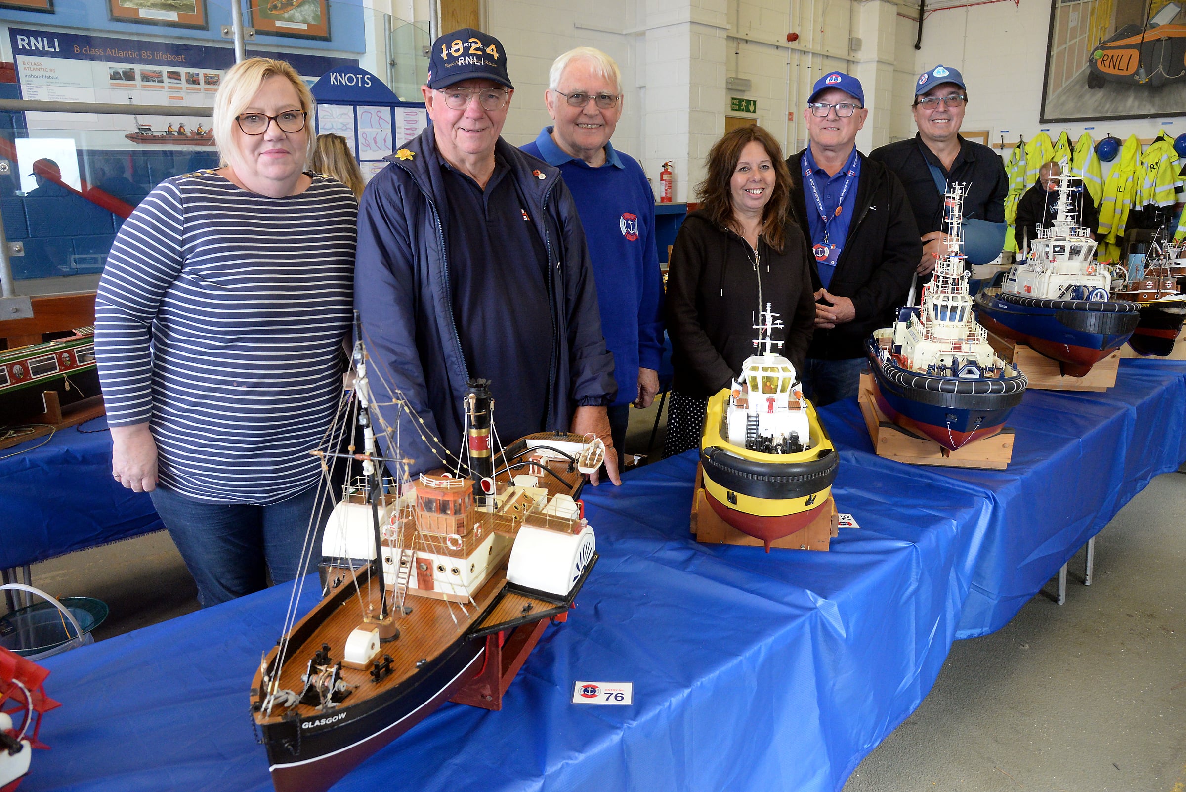 Members of the Heron Model Boat Club and some of their exhibits during the show at Whitstable RNLI on Sunday.