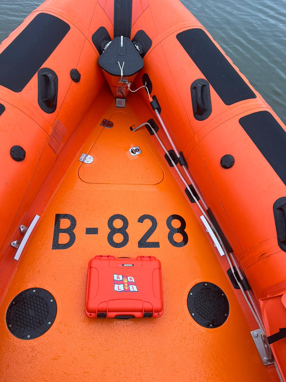 Orange box on the deck of lifeboat