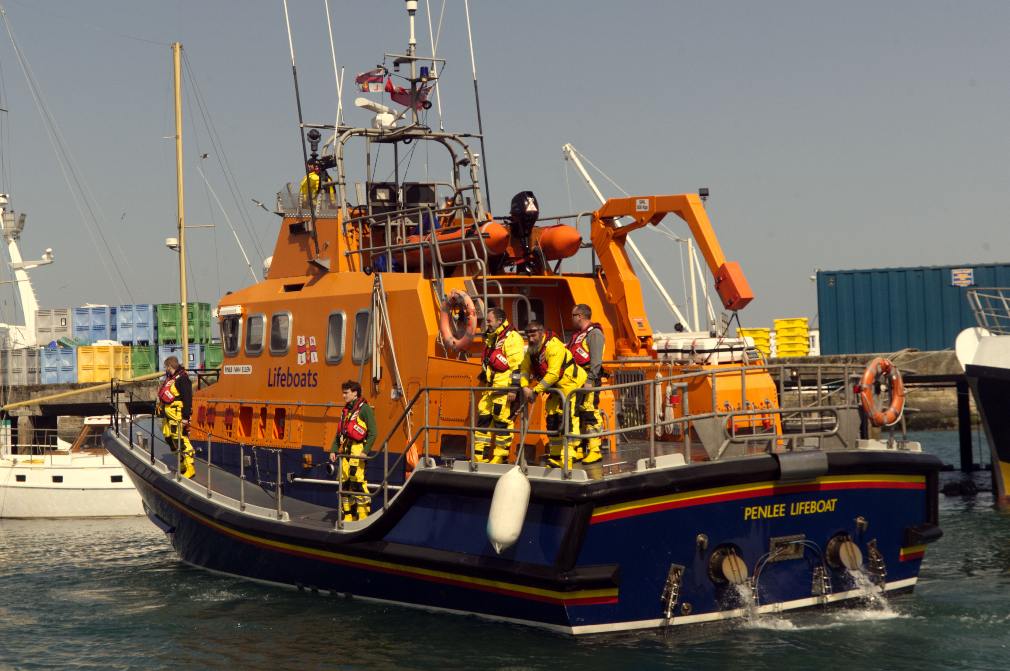 Shows Penlee Lifeboat docking
