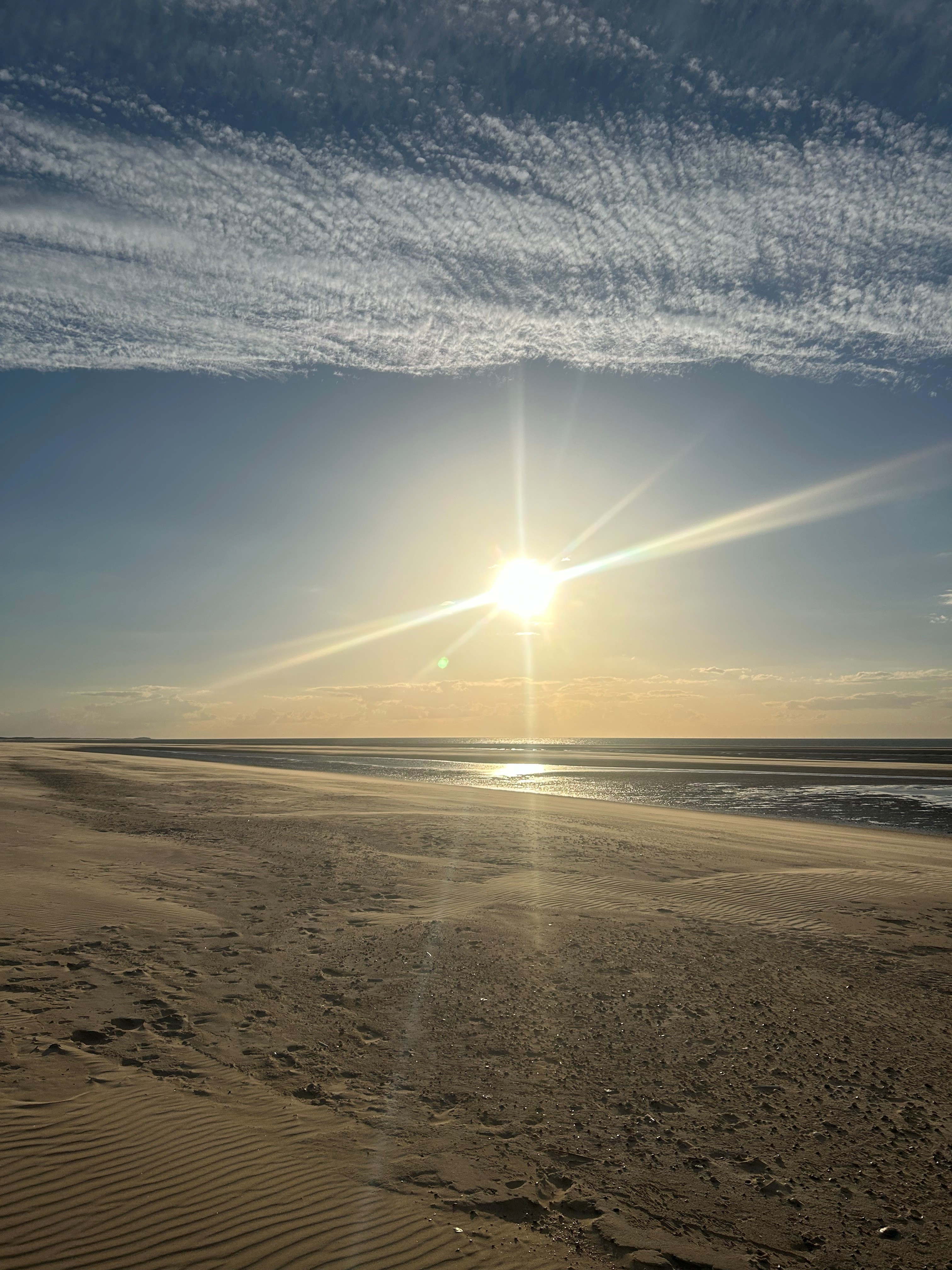 Sand bar at Wells Next the sea. Sun shinning late afternoon 