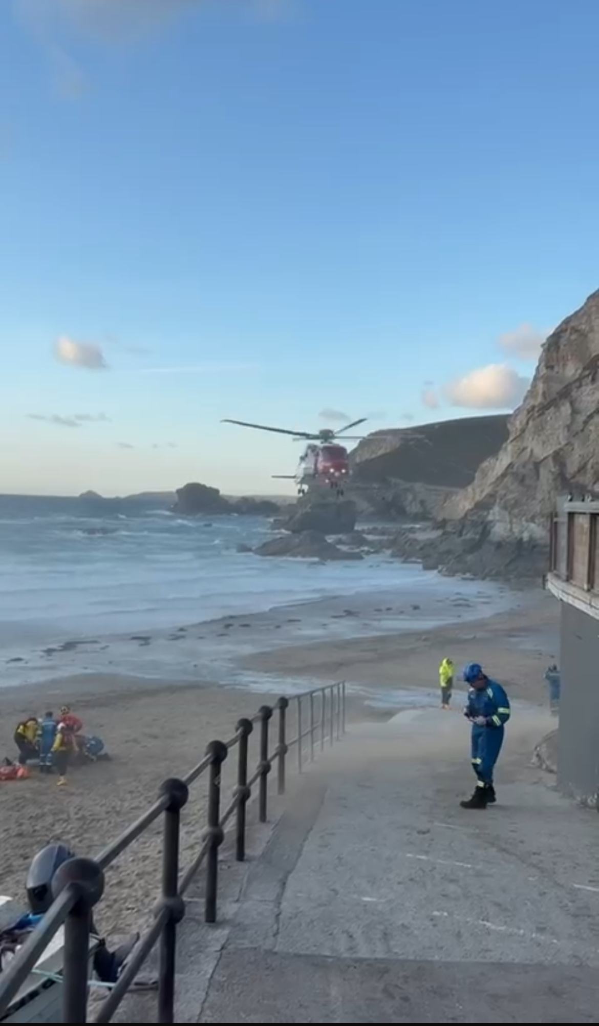 helicopter over beach
