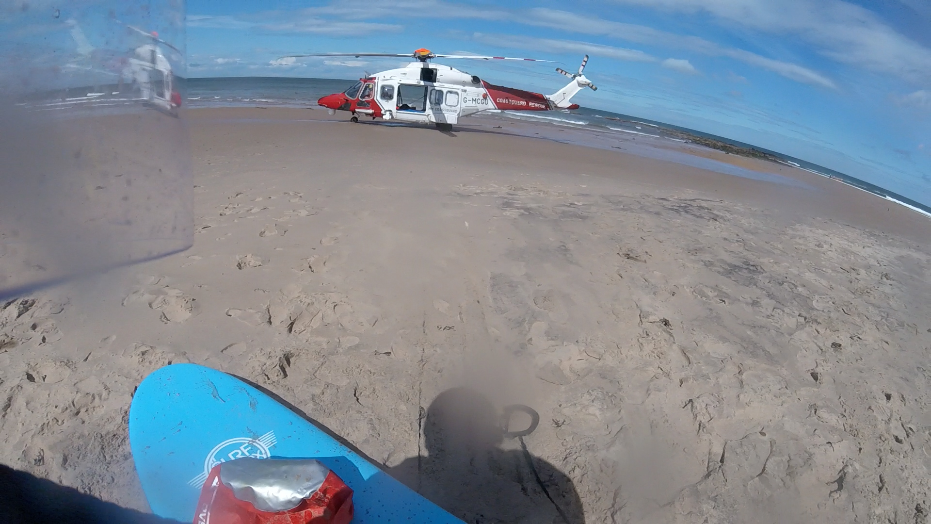 Helicopter on beach.