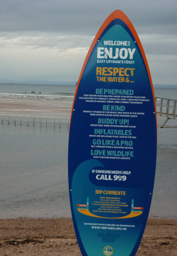 Sign at beach.
