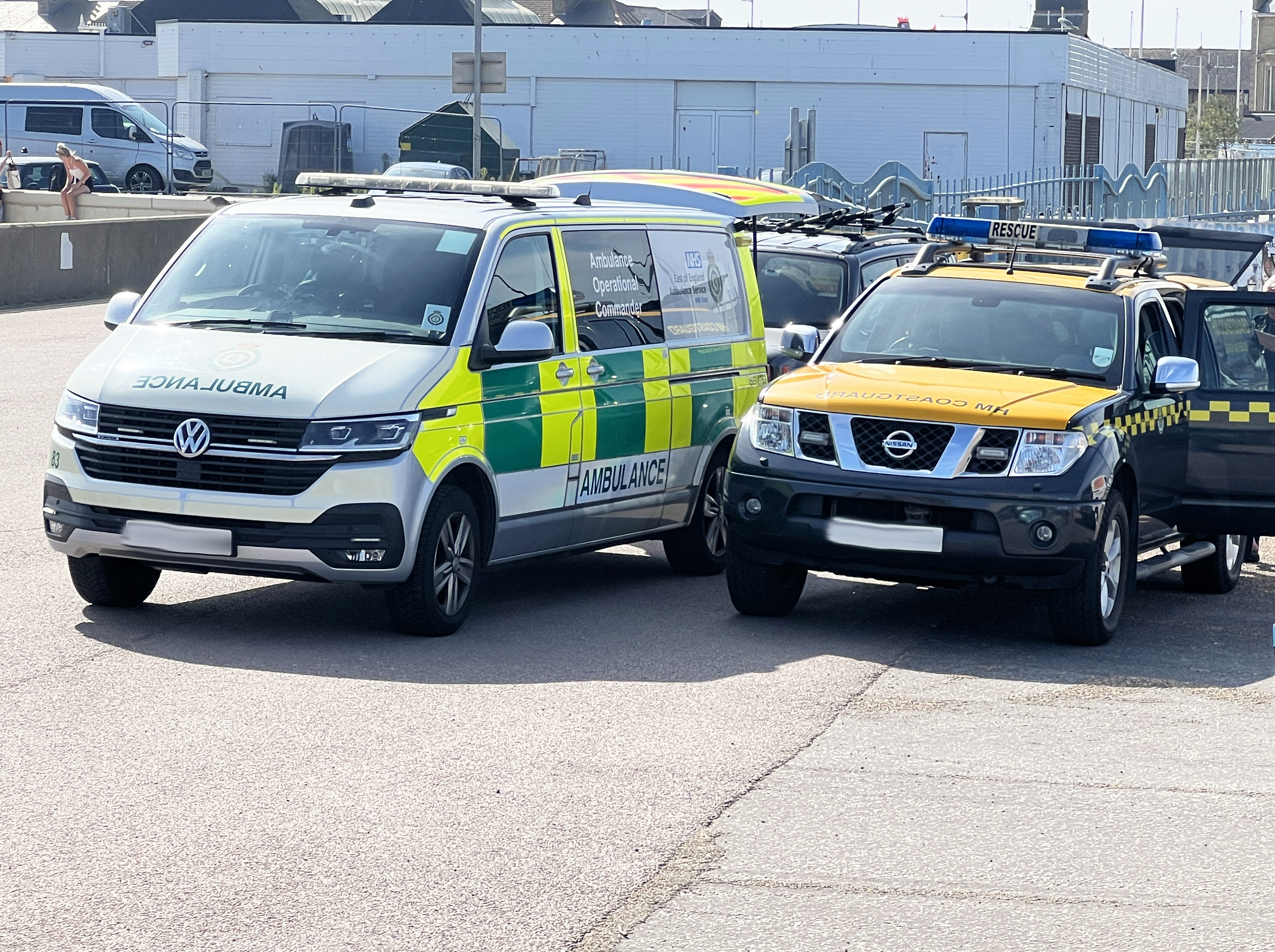 East of England Ambulance and Coastguard Rescue Team at the scene