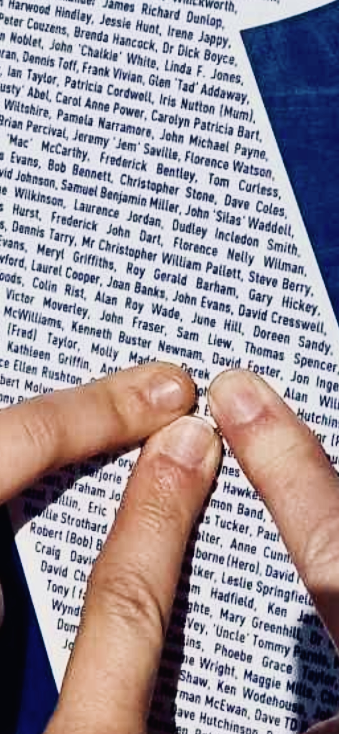 Three fingers pointing to Sam Liew a name in Wells RNLI Shannon class lifeboat decals