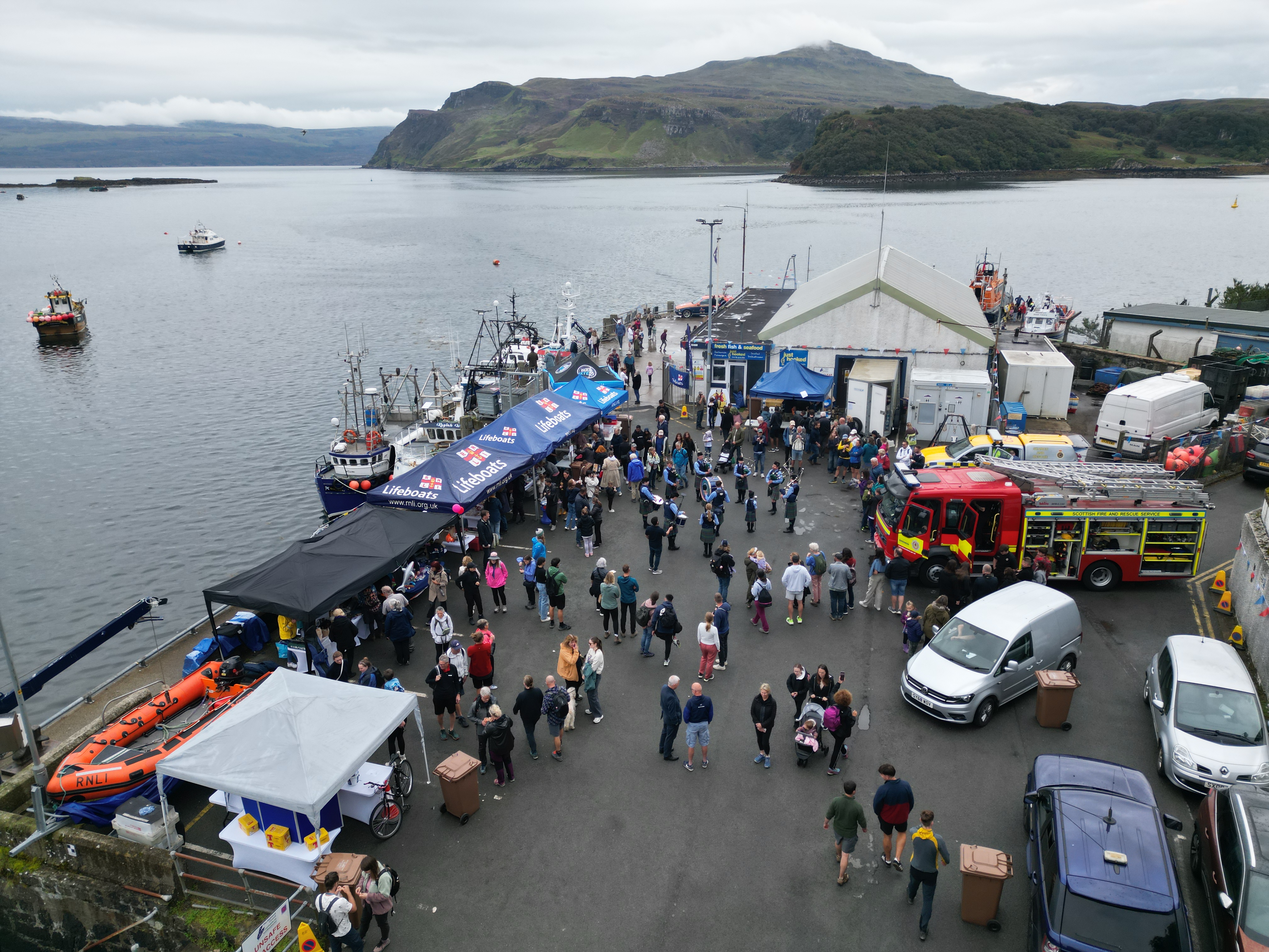An aerial photo of Portree RNLI Open Day 2025