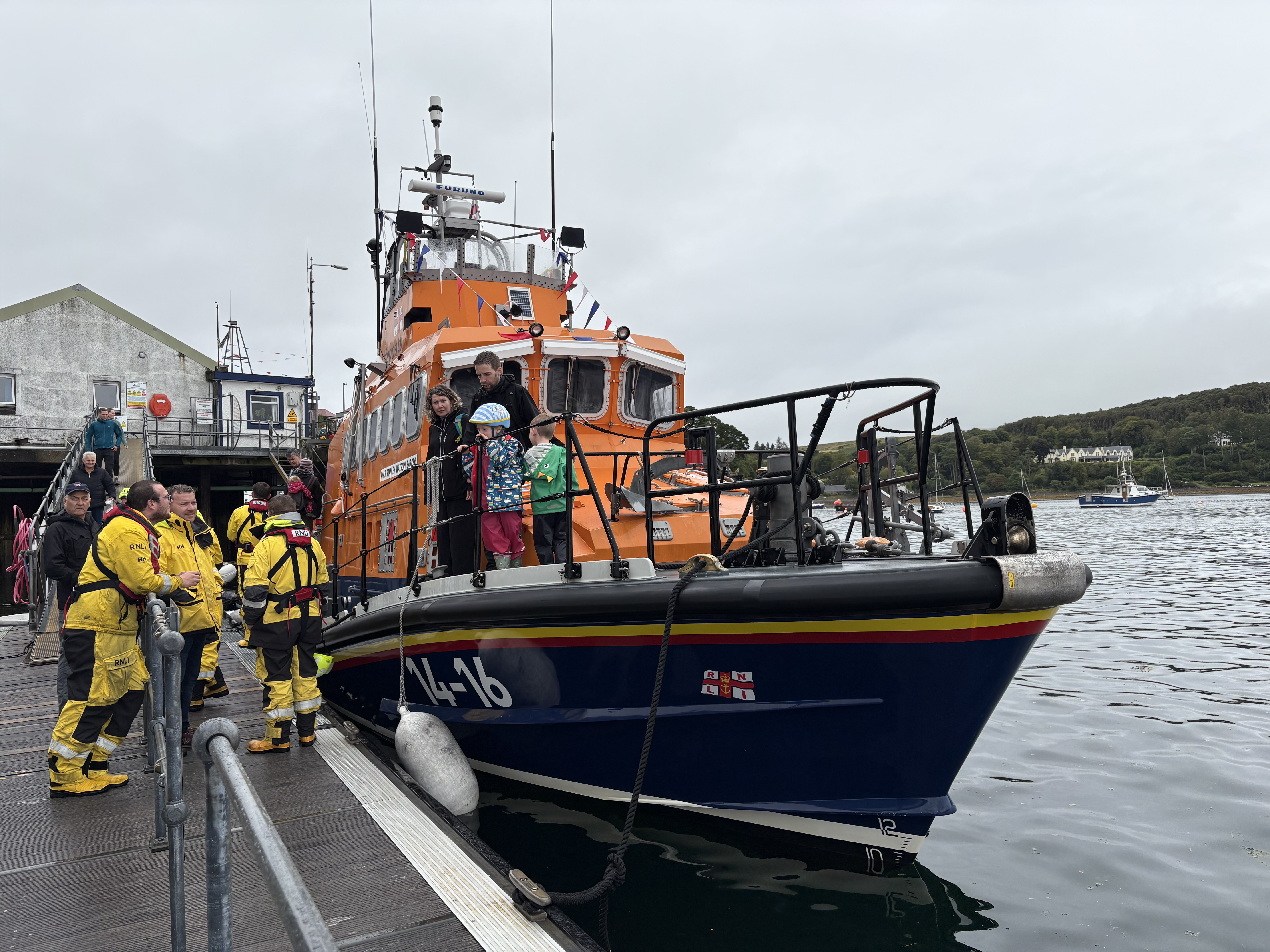 Portree RNLI lifeboat with visitors onboard