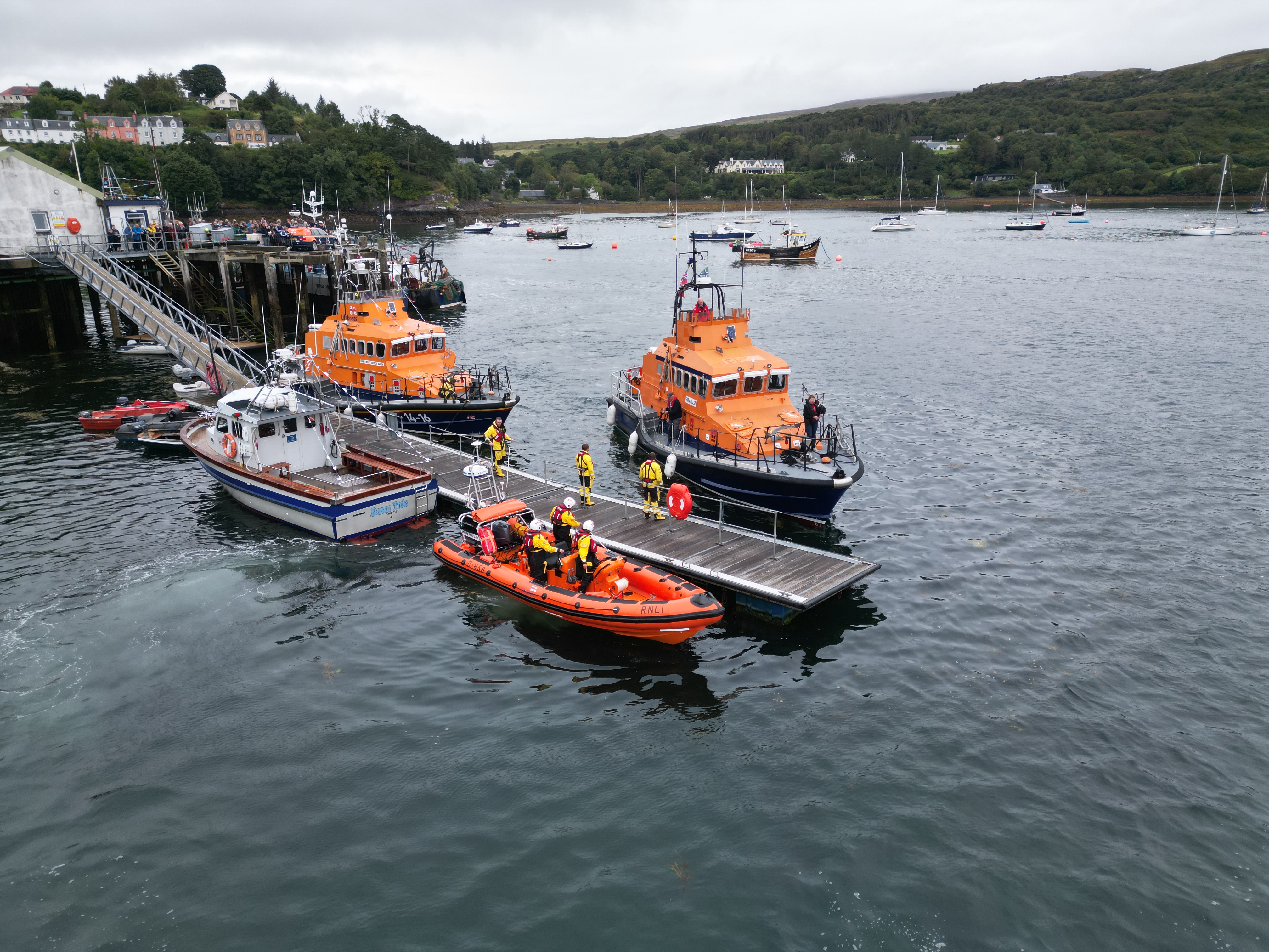 Portree RNLI lifeboat with visitors onboard