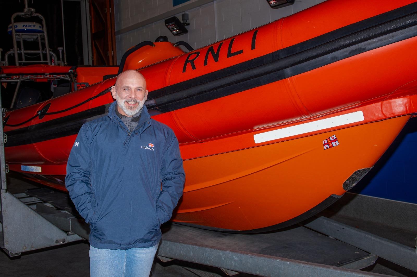 Lough Ree RNLI’s new Lifeboat Operations Manager Dave McCourt pictured alongside the lifeboat at the statio