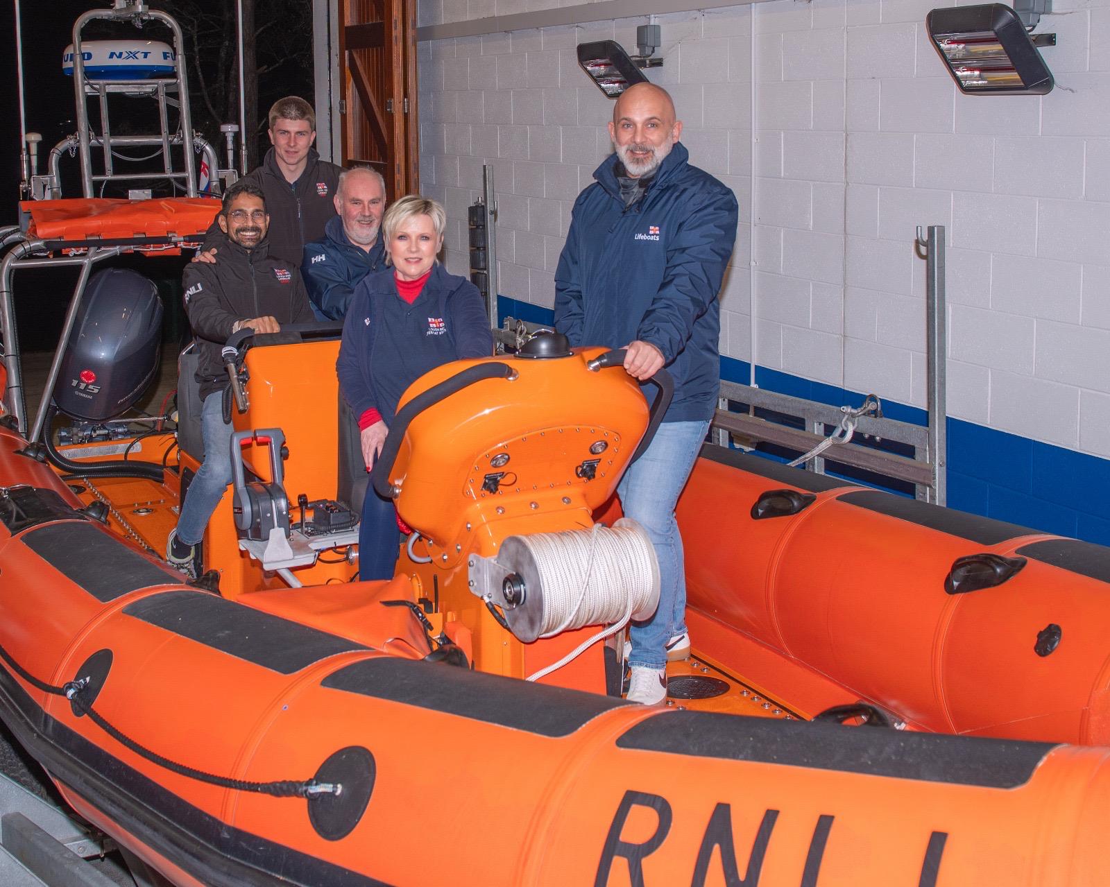 Pictured are some of Lough Ree RNLI’s new volunteers, Dave McCourt in the foreground, Maeve Kelly in the front seat, Naveen Marth on the left and Tony Commins on the right in the middle seat, with Evan McMickan at the rear.