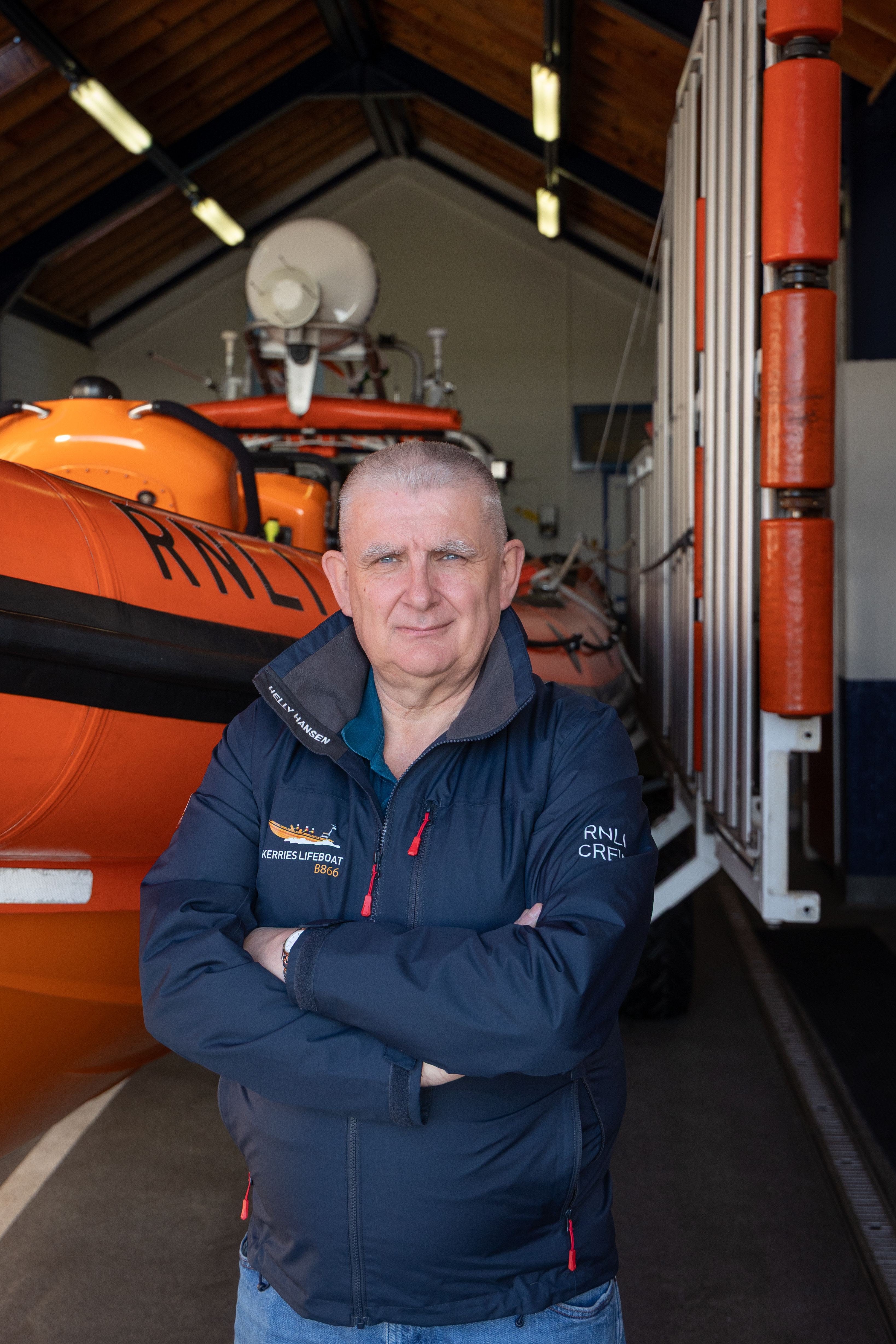 Peter Duff, Skerries RNLI Lifeboat Operations Manager pictured alongside the inshore lifeboat at Skerries Lifeboat Station