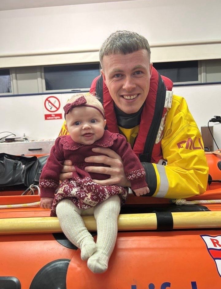 Ballyglass RNLI Volunteer Helm Ryan Geraghty with daughter Croía