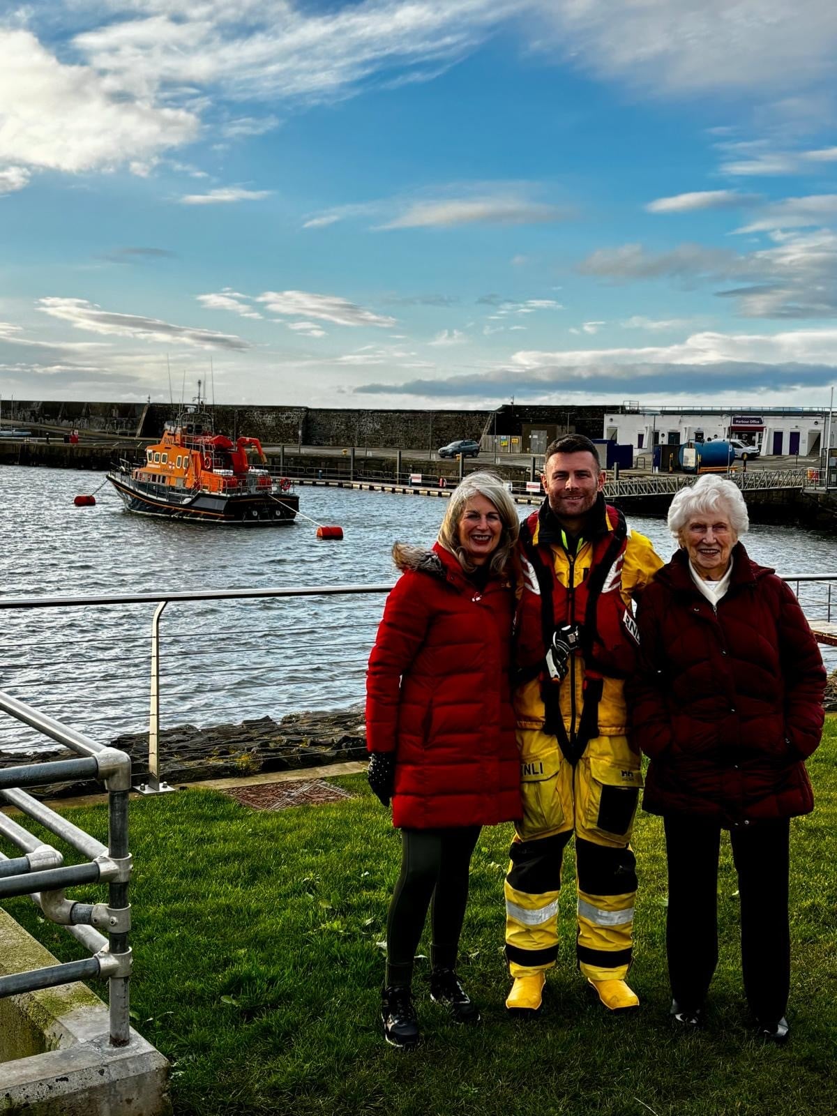 L-R: Jan McCrudden, her son Portrush RNLI lifeboat volunteer Roo McCrudden and Roo’s granny Pat Torbitt