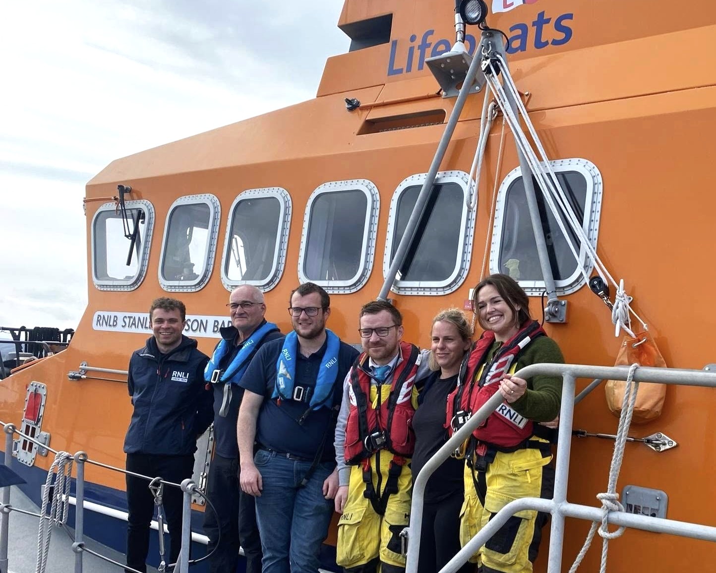 Some of the Portree RNLI crew pictured onboard lifeboat Stanley Watson Barker.