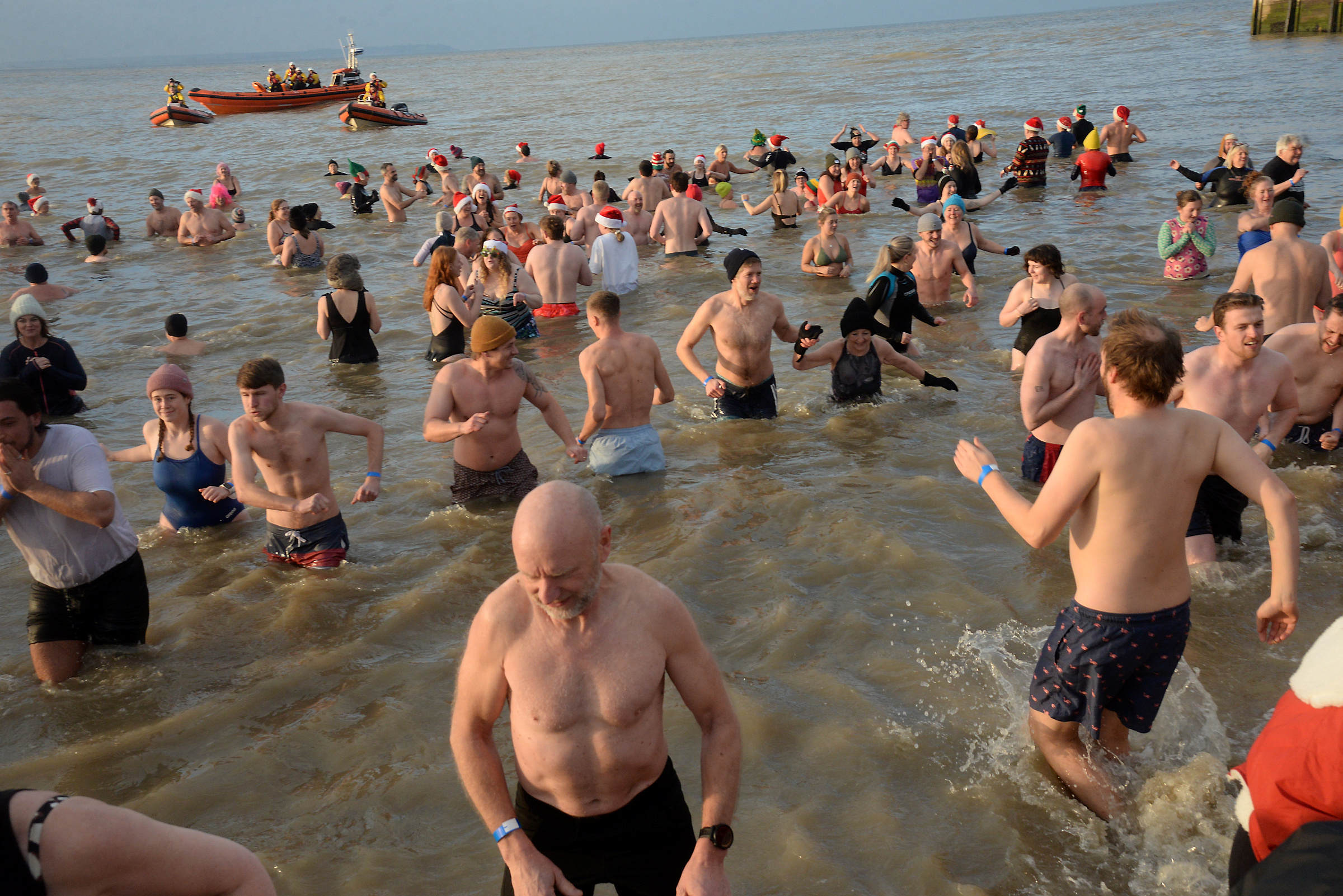 The Boxing Day Sponsored Dip at Whitstable RNLI. 