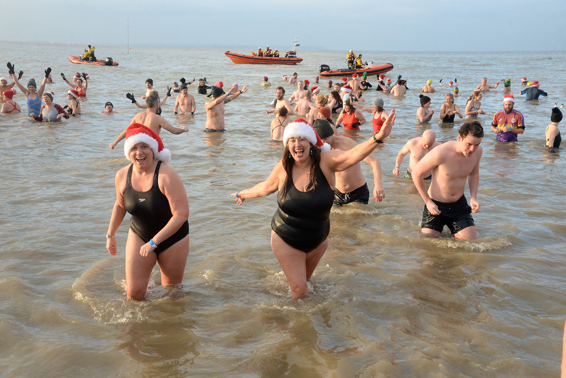 Smiles all round at the Boxing Day Sponsored Dip at Whitstable RNLI. 