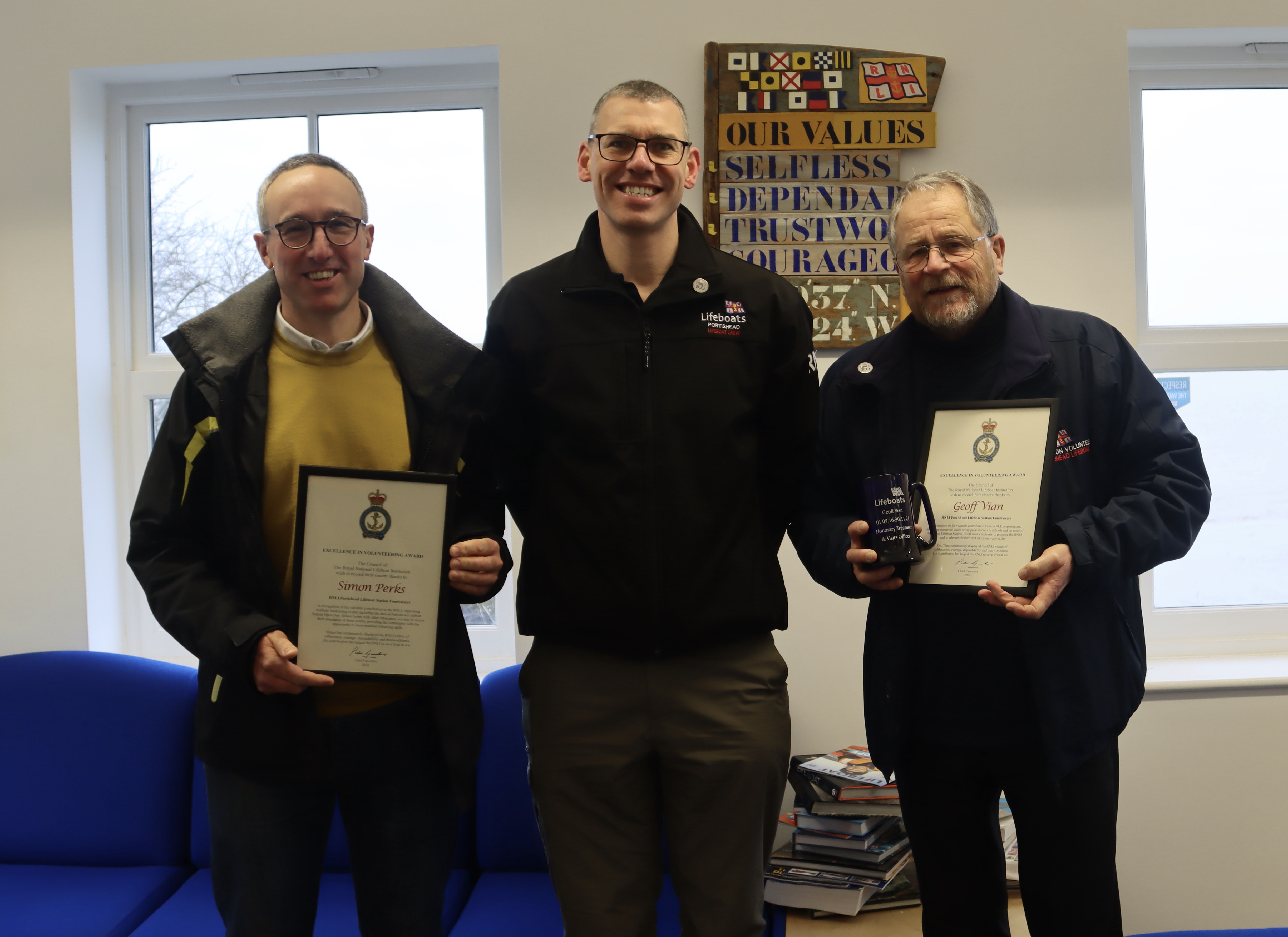 Left to right: Simon Perks, Simon Chapman &amp; Geoff Vian receive their awards