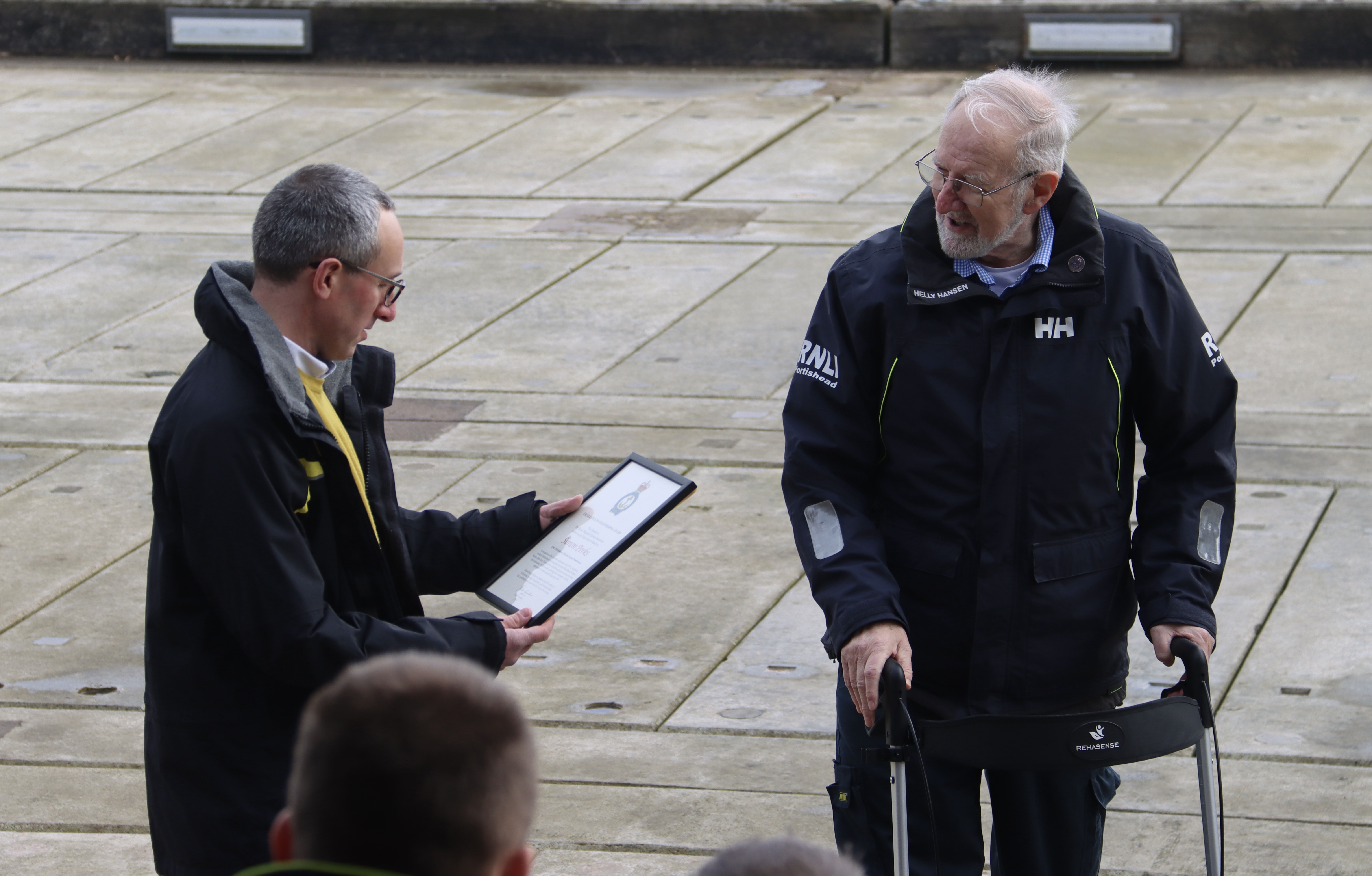 RNLI President Mike Roberts with Simon Perks