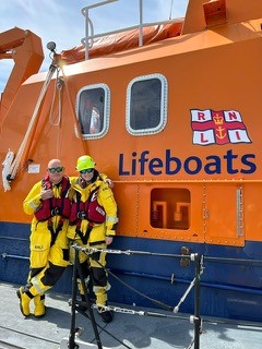 Pat Boyle and partner Julie Savoie pictured at the lifeboat