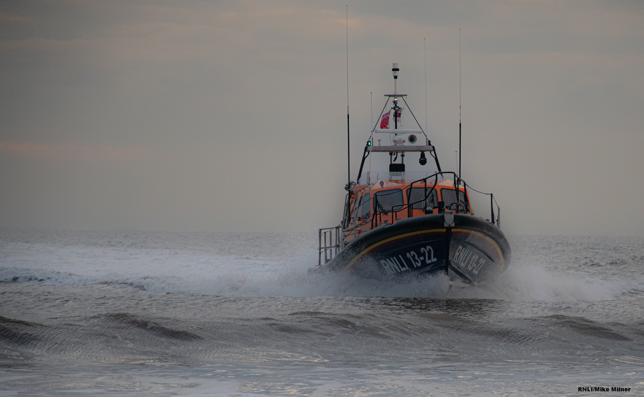 Bridlington RNLI all-weather lifeboat returning after tasking to fishing vessel.