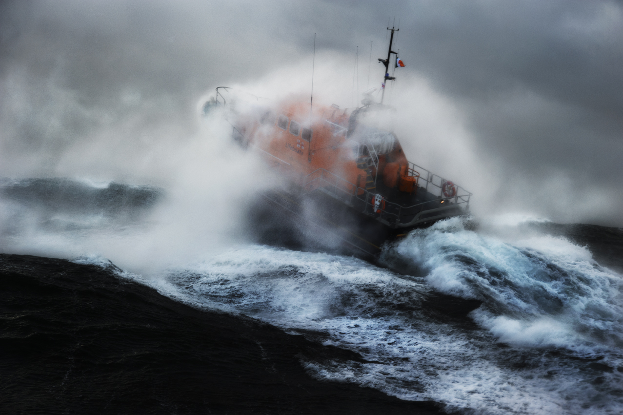 An all-weather lifeboat at sea